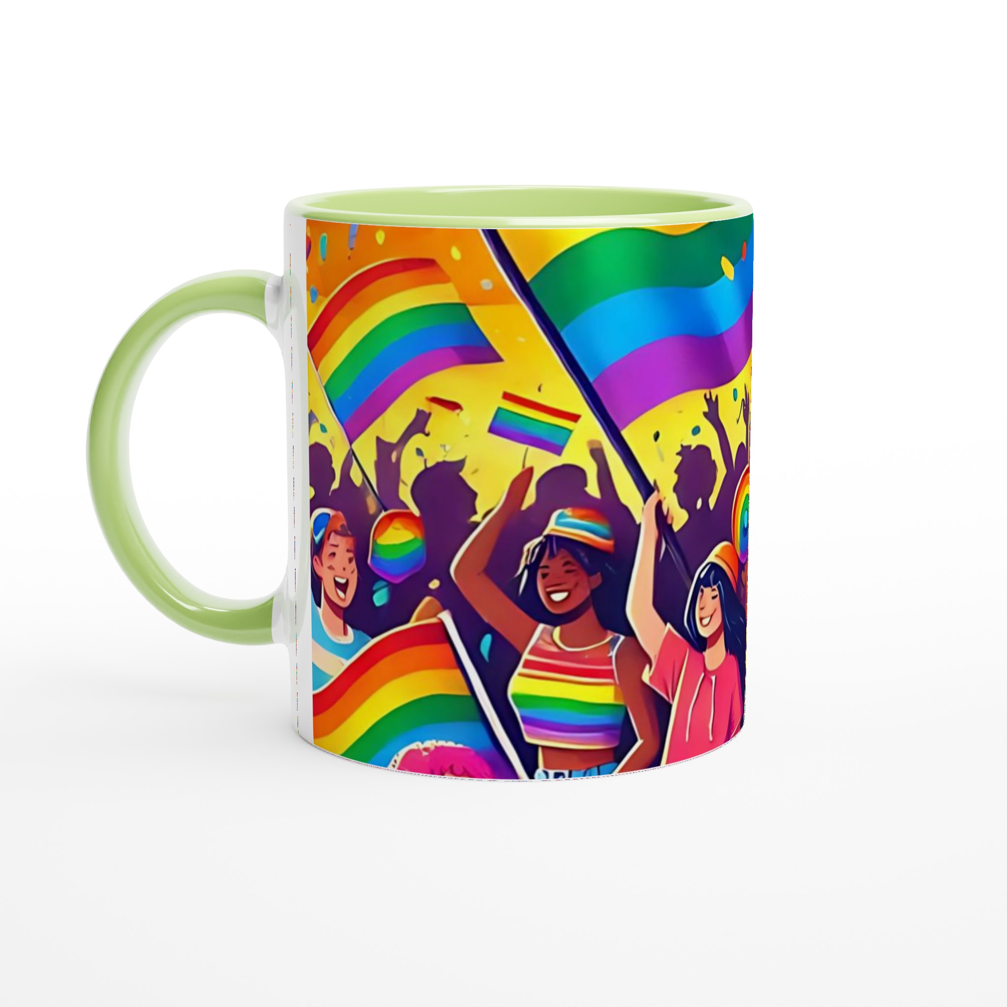 Vit 11oz keramisk mugg med färgstarka Pride- och regnbågsmotiv i ditt val av sju levande färger 7 1534a438-4508-43d9-a0f2-09aca8d3aa0e