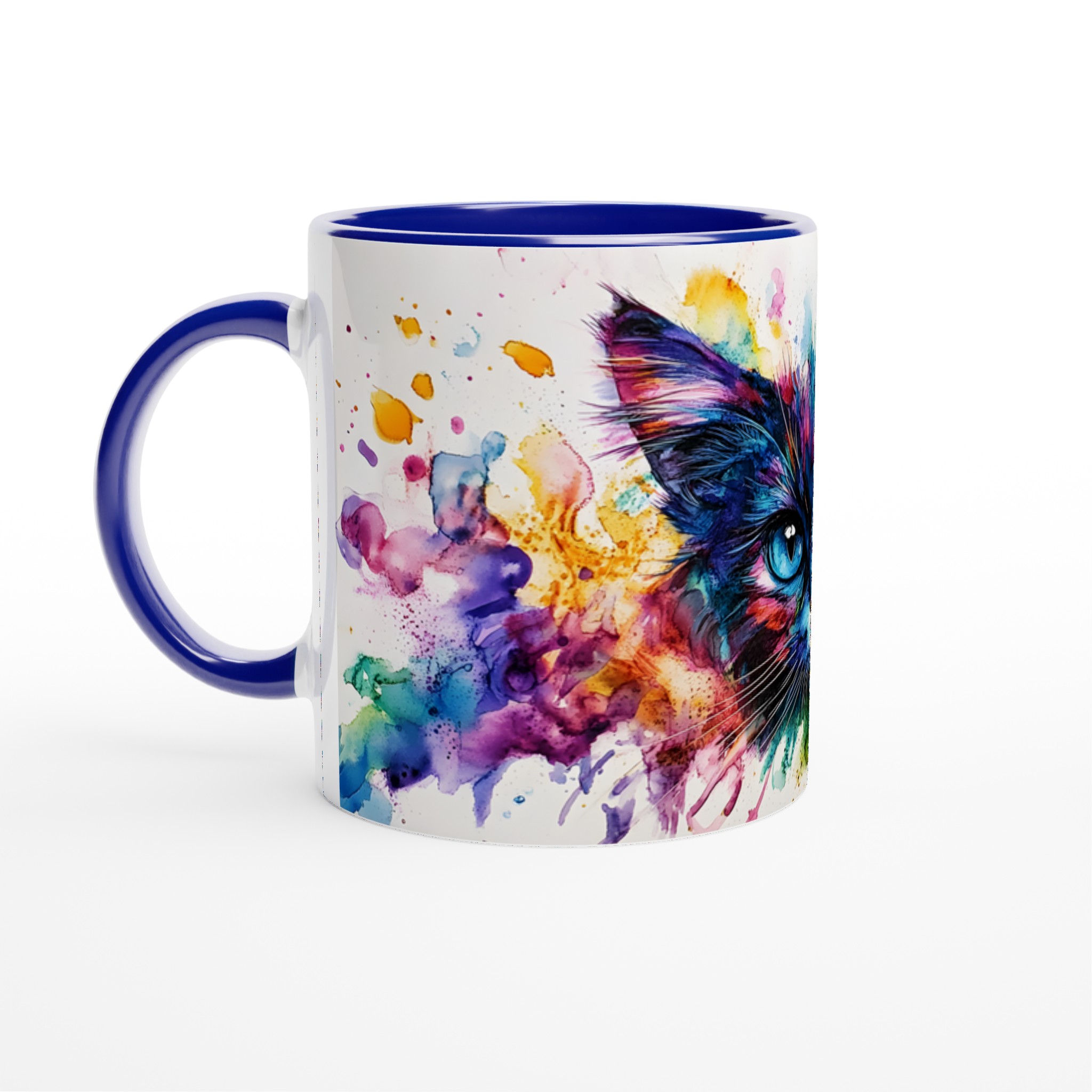 Färgsprakande Kattkonst Mugg - Unik Akvarell & Blomsterdesign - 11oz Premium Keramikmugg i Valfri Färg 2 153c127e-10e6-4111-9e52-bd178966cc4f
