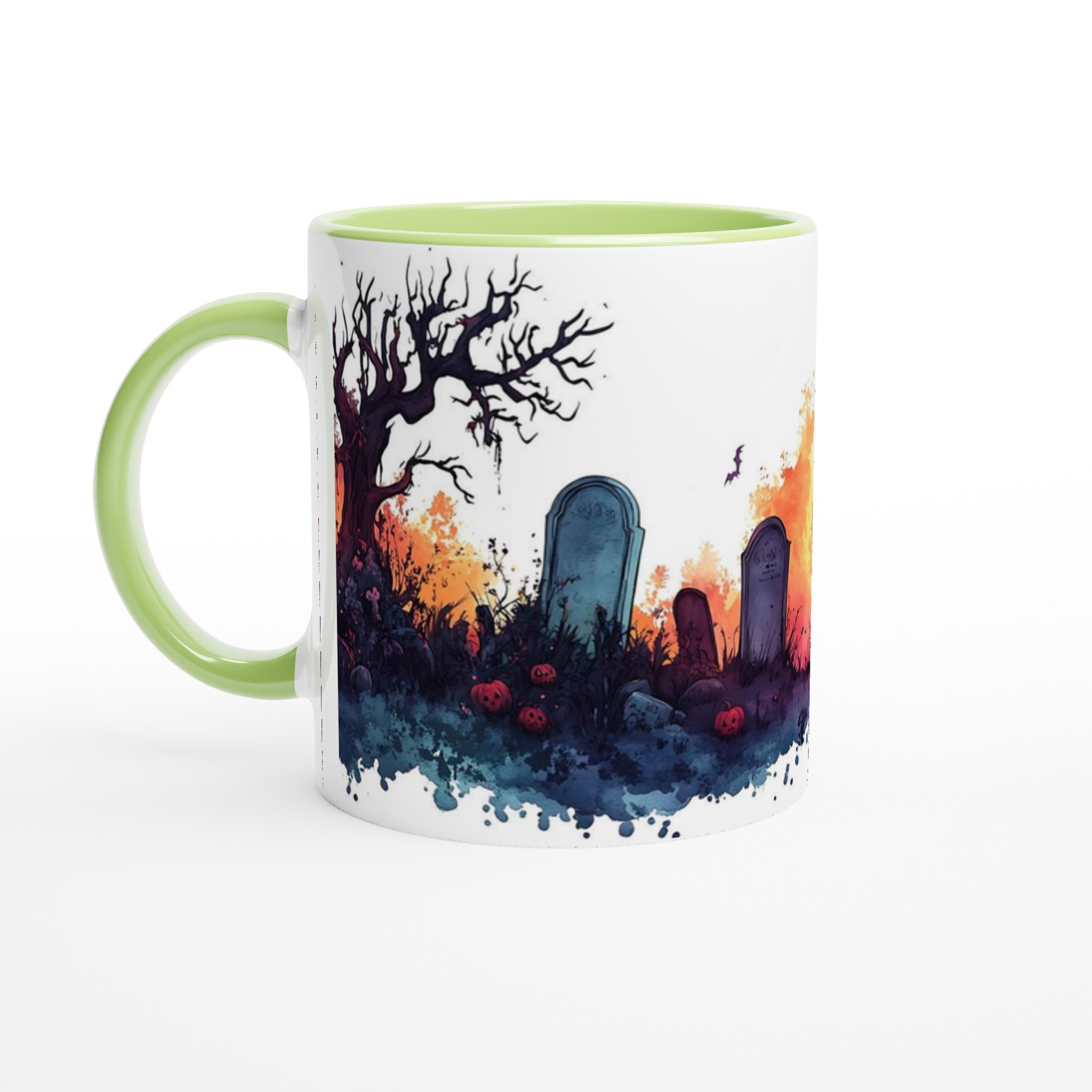 Spöklik Kyrkogård Keramikmugg - 11oz Halloween Motiv i Vattenfärg, Välj Bland 7 Färger! 7 15511246-6f5b-4f92-814f-69cf590bd3fd