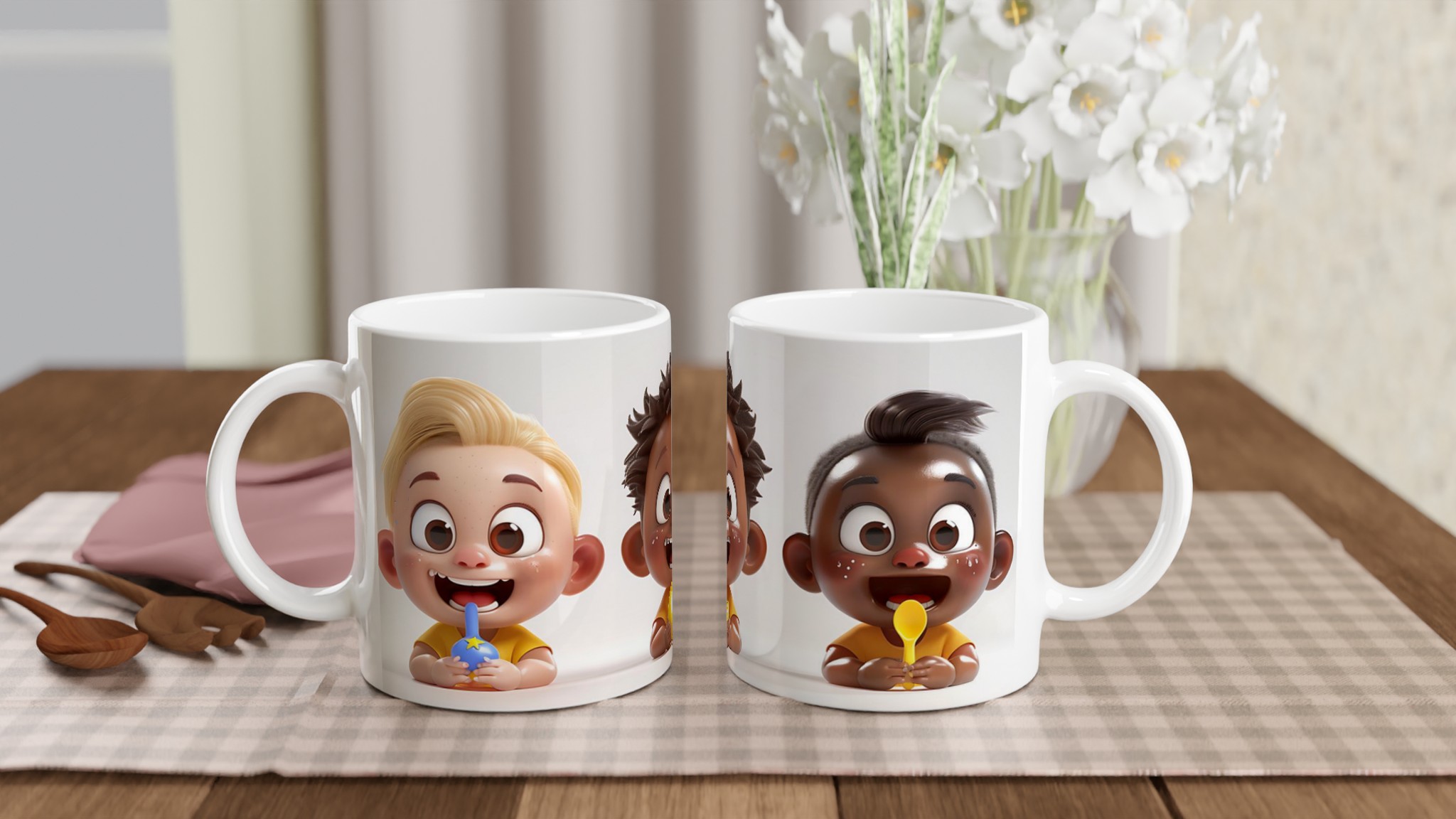 Glada Barn Motiv Mugg - 11oz Keramisk Mugg för Varje Stund, Finns i Sju Lekfulla Färger! 10 15526a07-6fe9-4ae3-ba81-8f0d197c013a