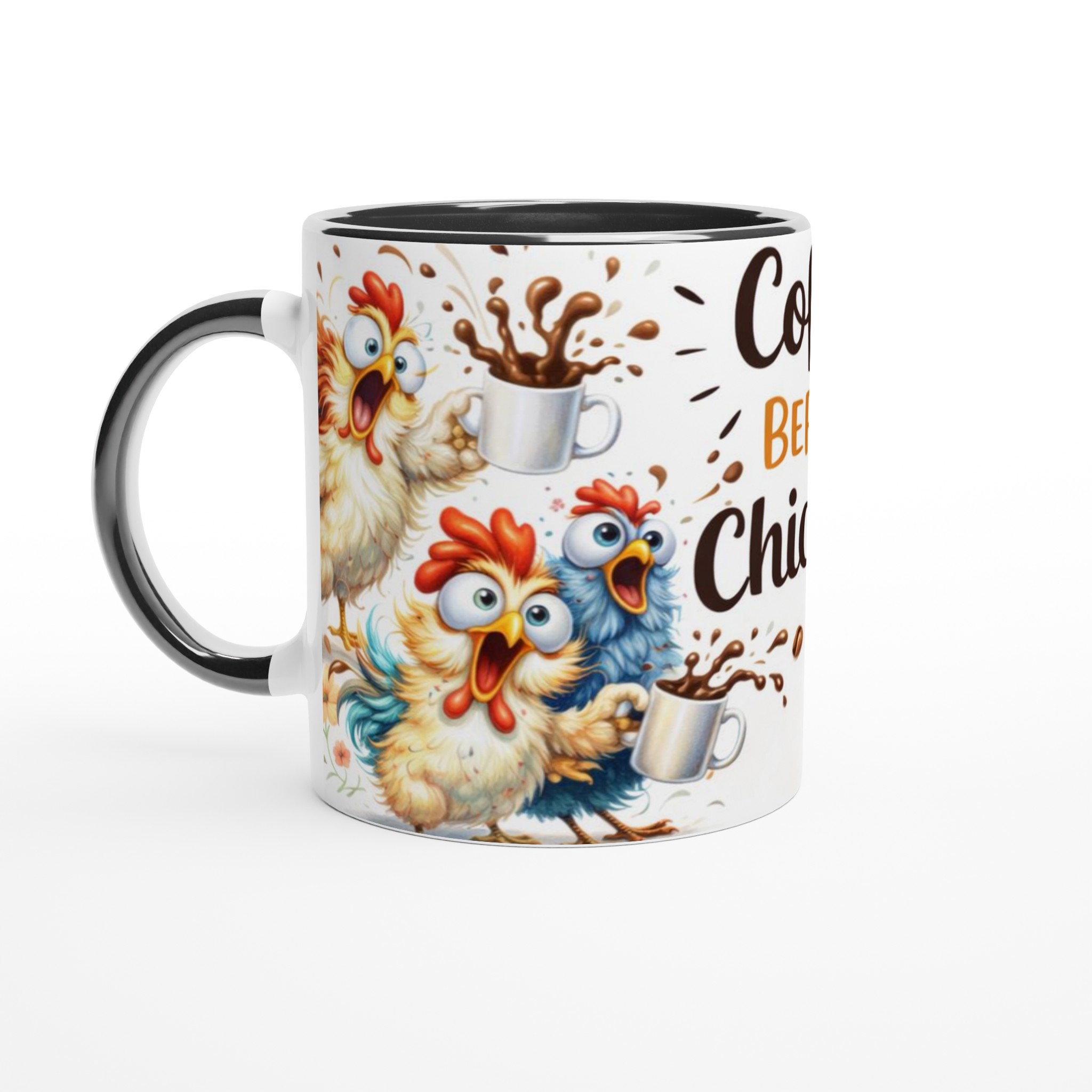 Vit 11oz keramisk mugg med livfullt kaffekycklingmotiv i flera färger 4 157465d5-350f-4cb6-997a-d68d1c17c518