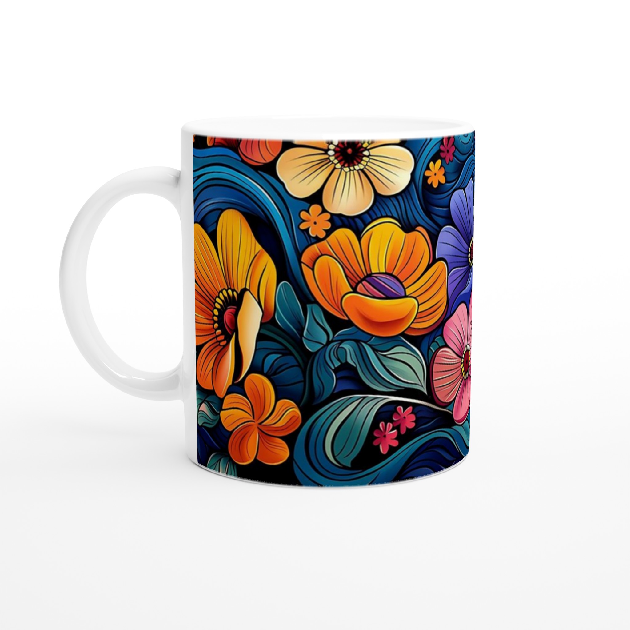 Färgsprakande Blommönster 11oz Keramisk Mugg – Välj bland 7 Livfulla Färger för Din Perfekta Kaffestund 1 15b7745b-ab4b-4724-9c07-4f1ec14fc743
