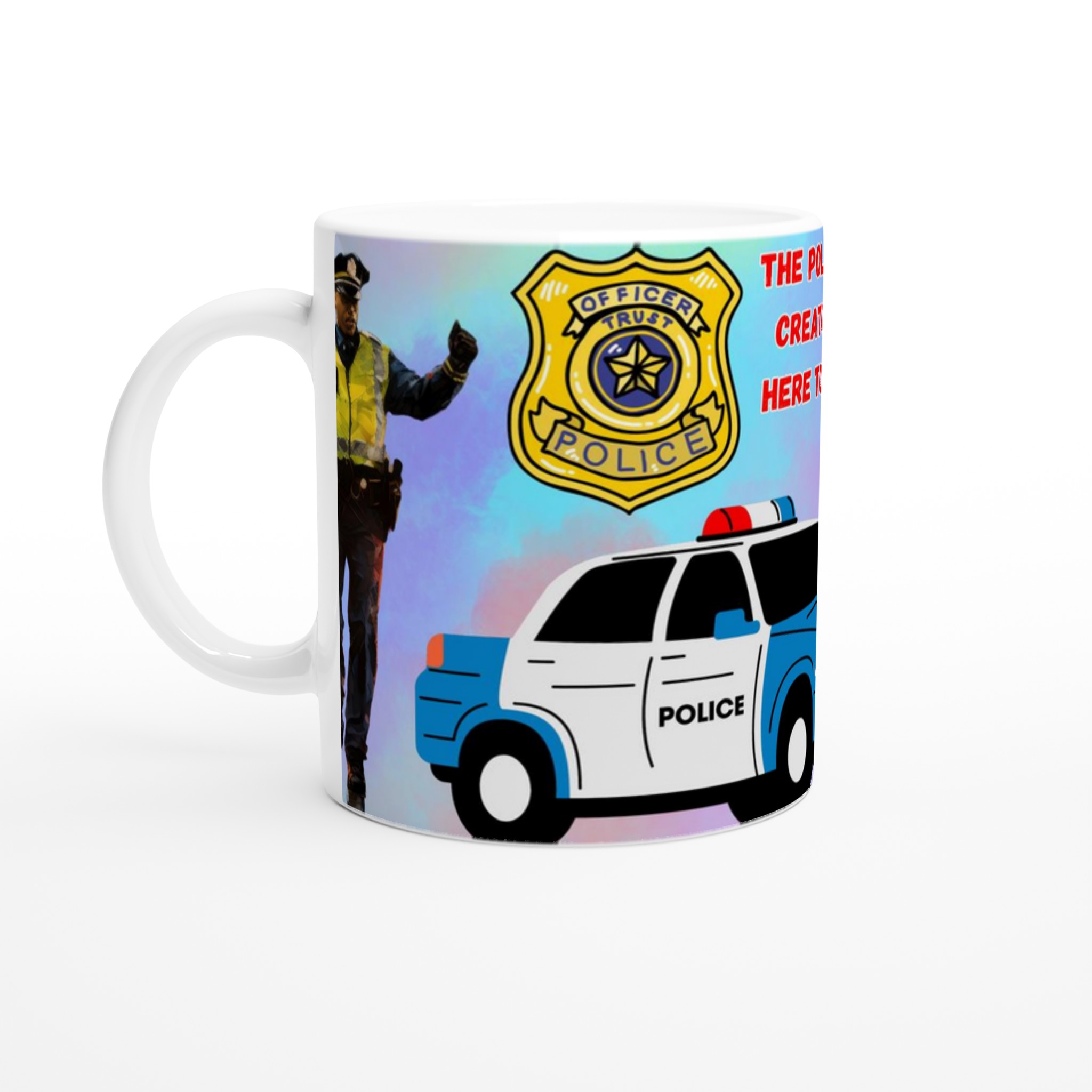 Vit 11oz Keramisk Mugg med Polisdesign – Välj bland Sju Färgstarka Keramikhäften 1 15ba630f-34d7-410d-8105-79281f8a432a