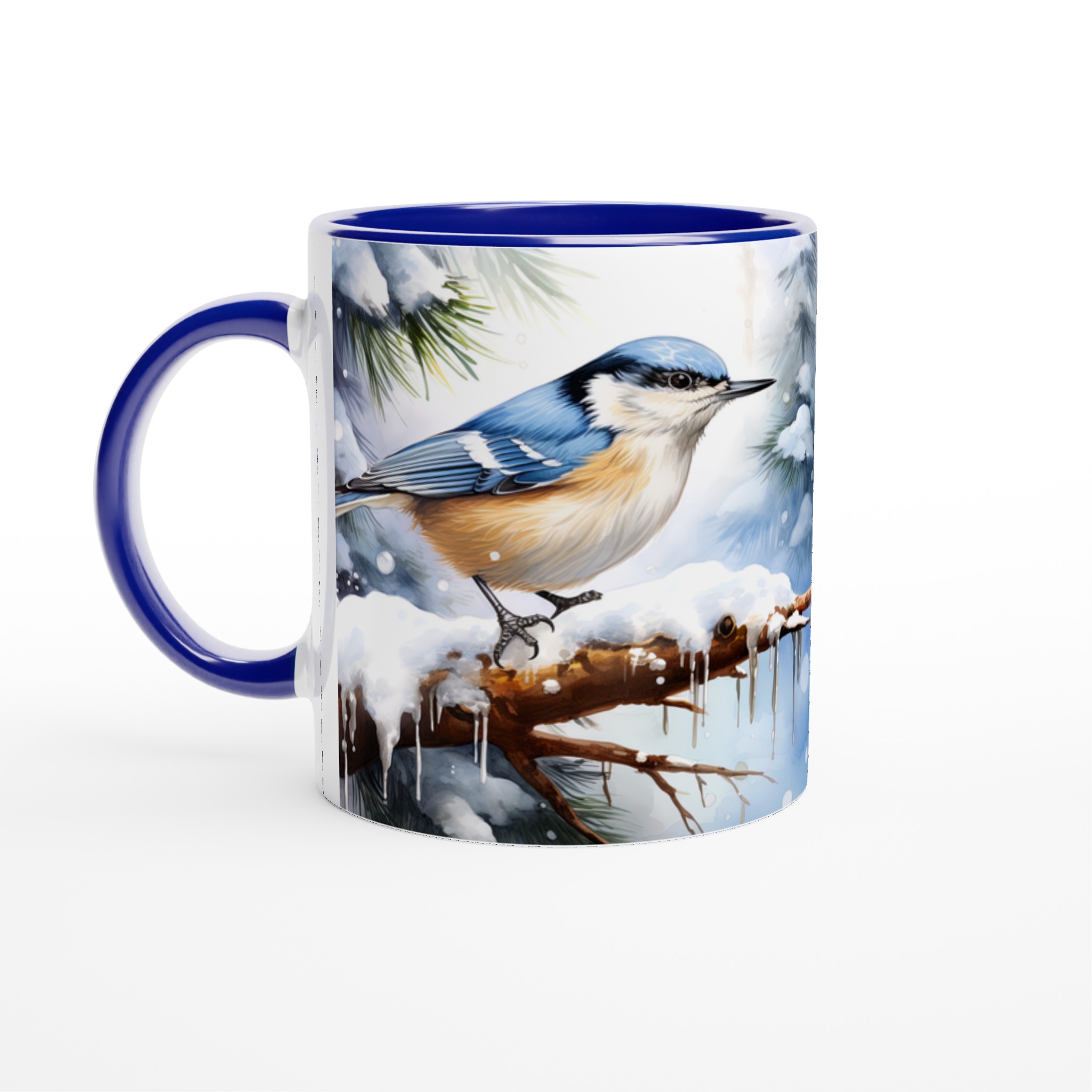 Vit 11oz keramisk mugg med vintrig fågelskönhet i flera färgalternativ 2 15ed63d2-937e-4b39-99b1-f7b9a8d7678d
