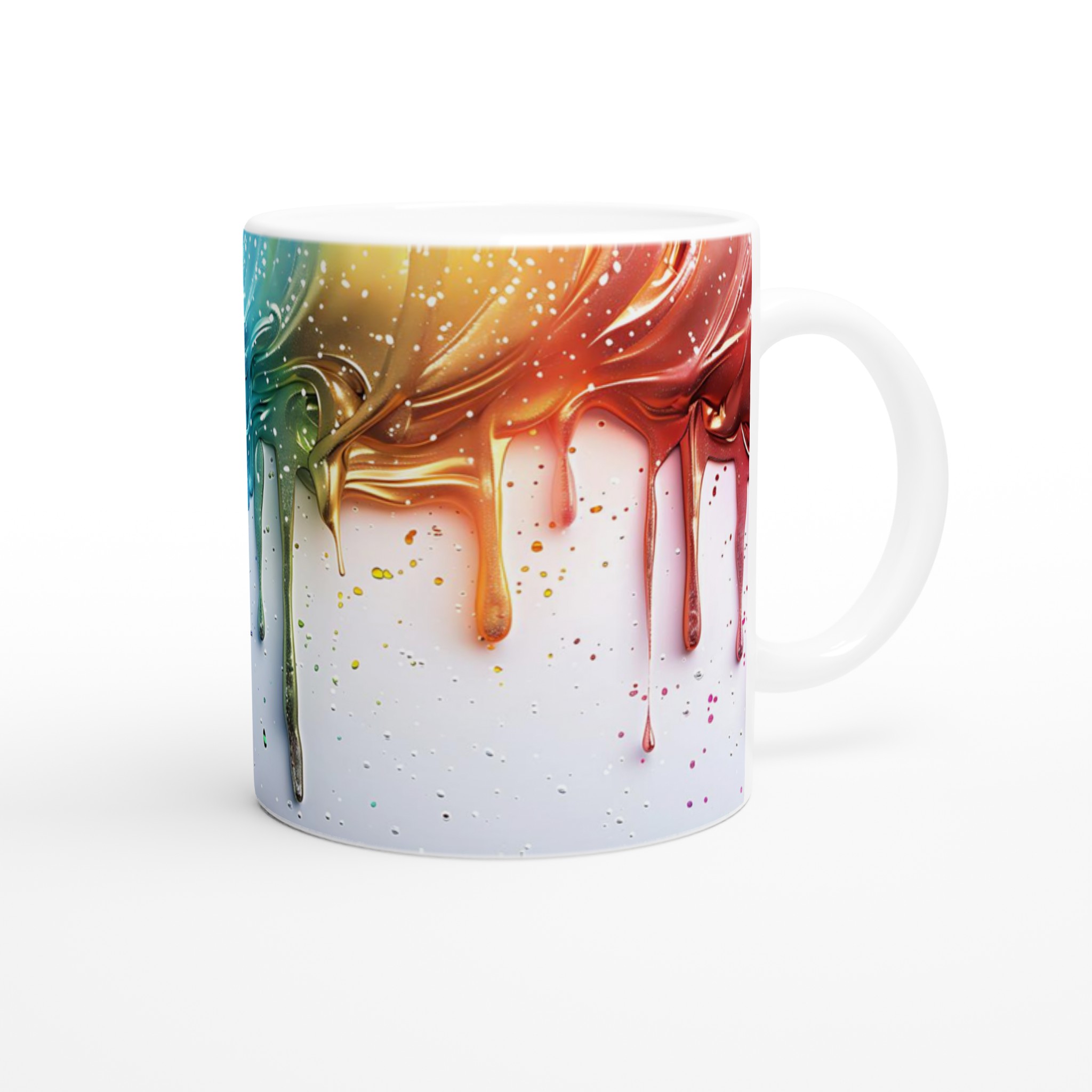Färgsprakande 11oz Keramisk Mugg – Konstnärligt Regnbågsdesign i Sju Levande Färger 9 15f8756e-7981-4541-9253-a22c16f1d3f0