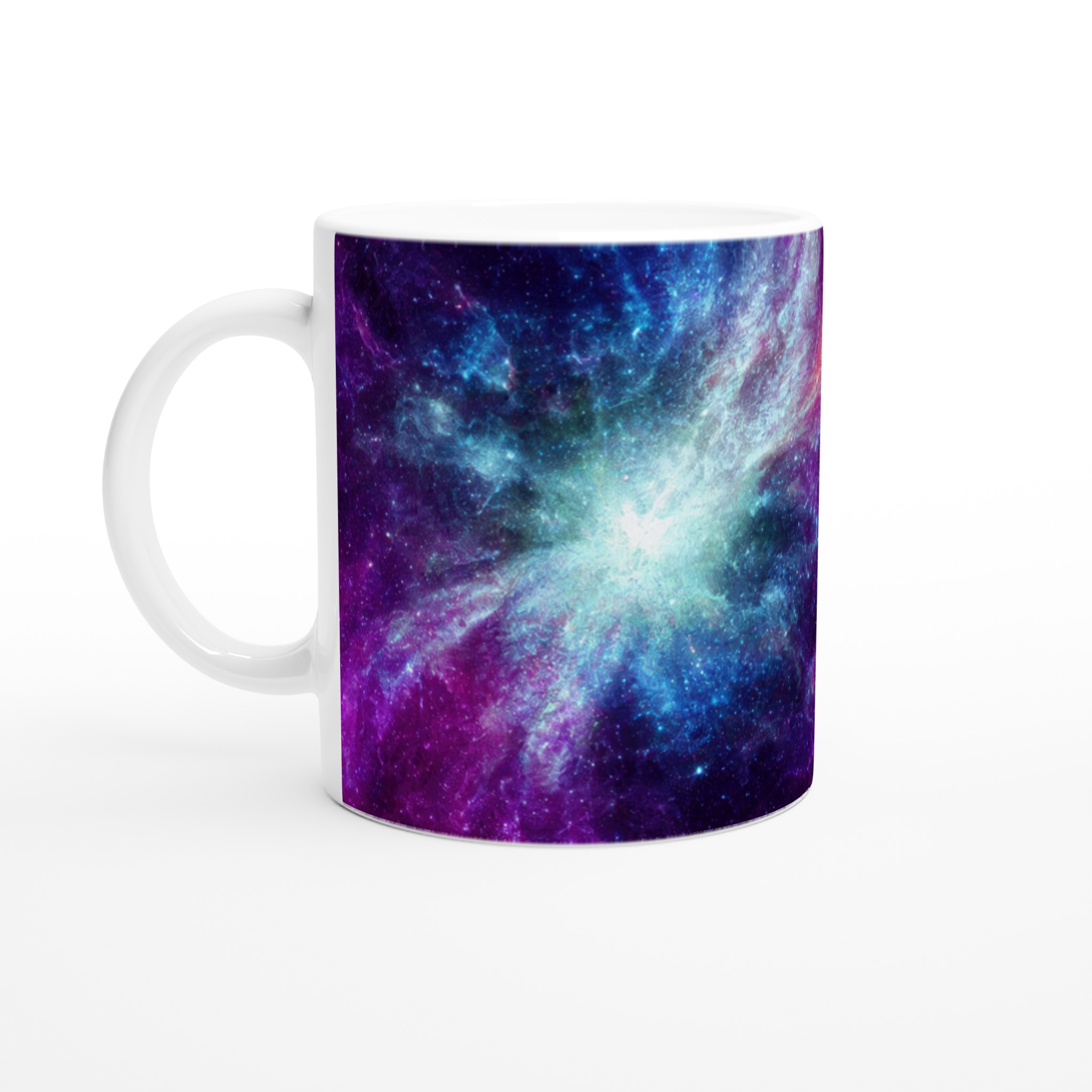Vit 11oz keramisk mugg med galaxinspirerat motiv i flera fängslande färger 1 1602bcb0-e44a-42e6-a086-cb4ea066987d