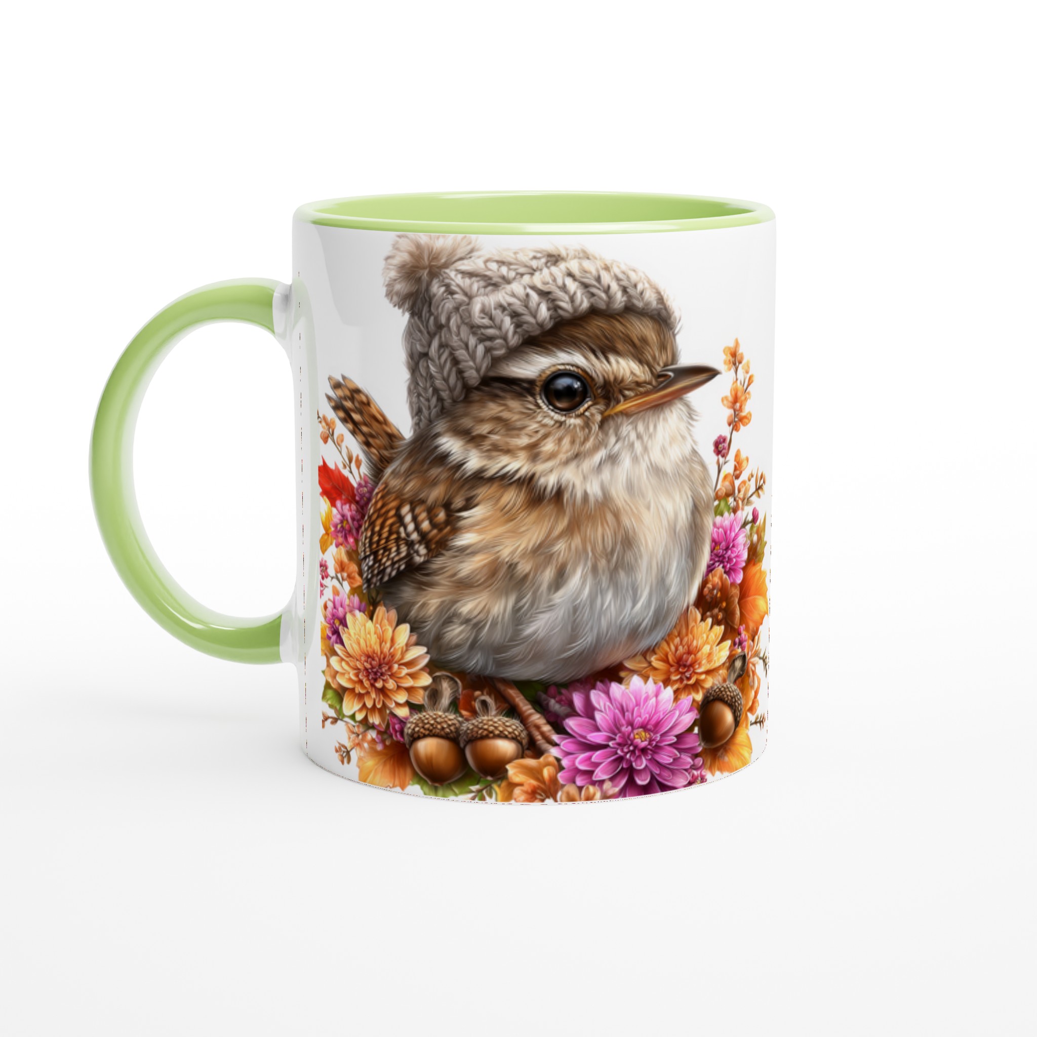 Vit 11oz keramisk mugg med höstinspirerat fågelmotiv i väljbar keramikfärg 7 162508d1-a20b-4c20-aa75-a290e8906b74