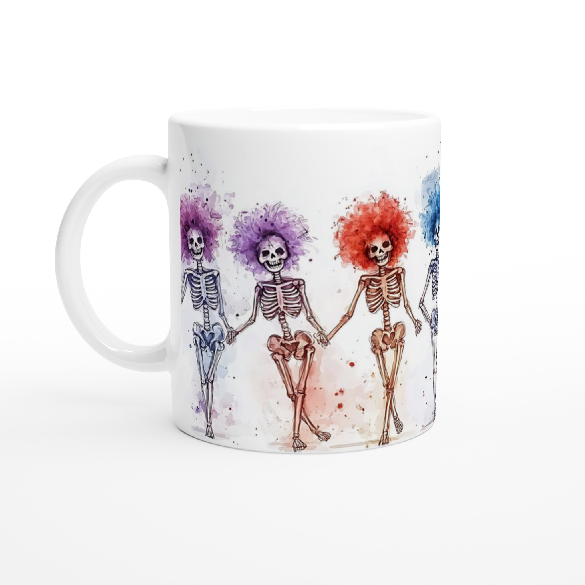 Glad Halloweenskelett med Färgglada Peruker Keramikmugg - Fira med Stil och Glädje! 1 16271b5f-2bc4-4f89-be8c-bd36ac412c6b