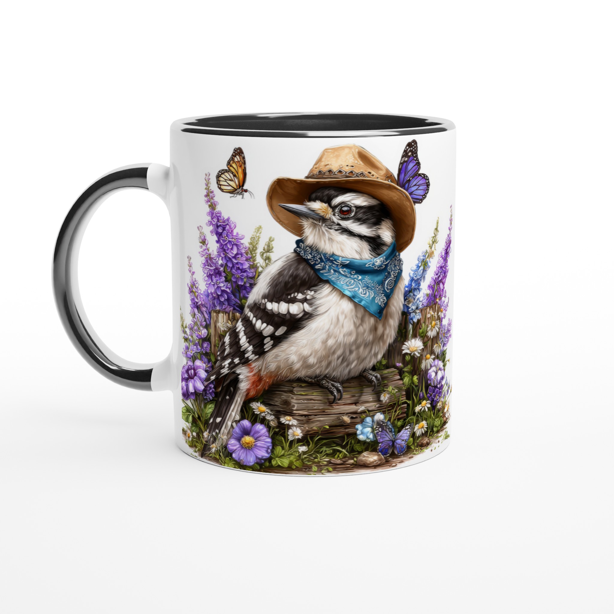 Charmig Vit 11oz Keramikmugg med Färgstark Fågel och Sommarblommor – Välj Din Färg! 4 16c4e5d9-570e-4804-bcad-82f8861ac48f
