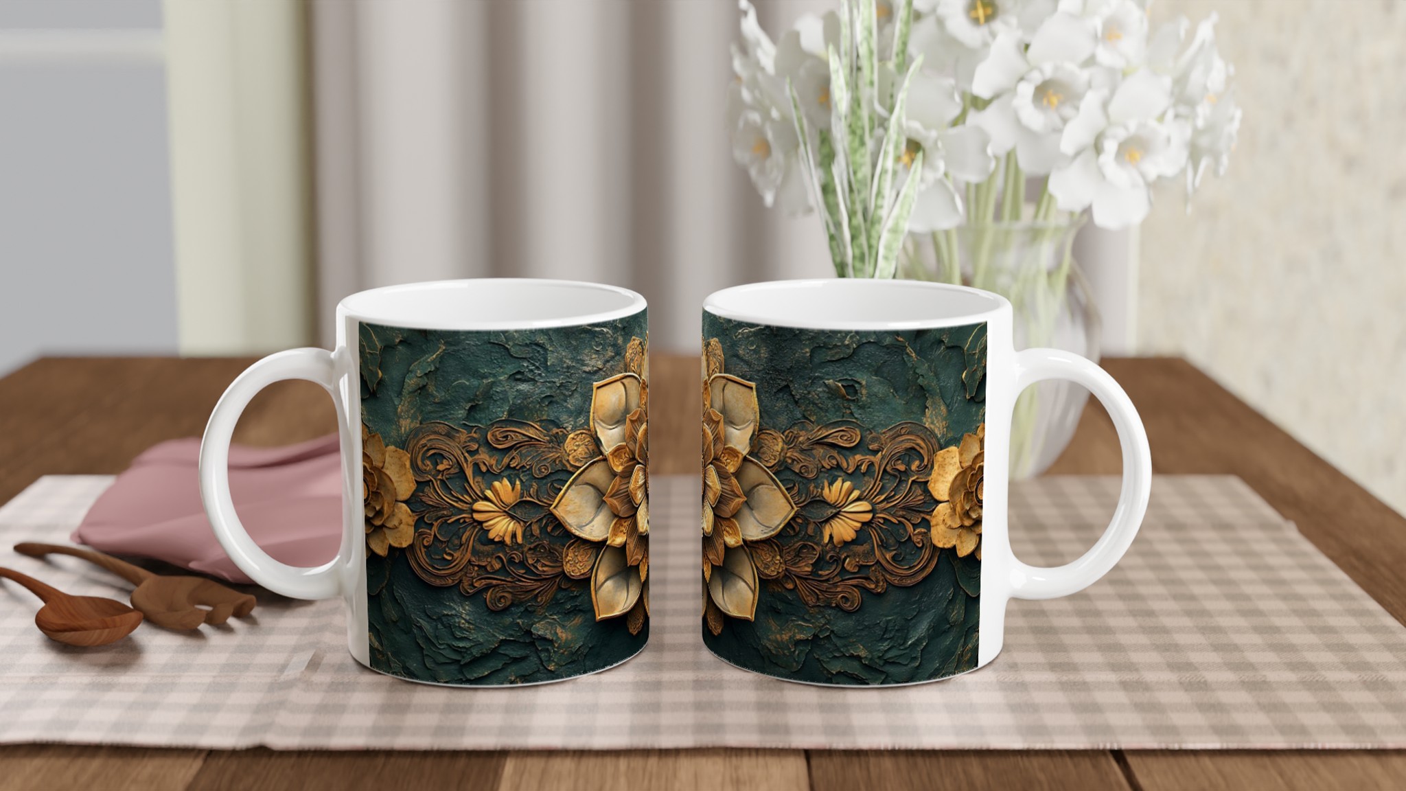 Lyxig Guld Lotus 11oz Keramikmugg - Välj din färg 10 170e5f01-4651-4773-a368-c962164ac1bc