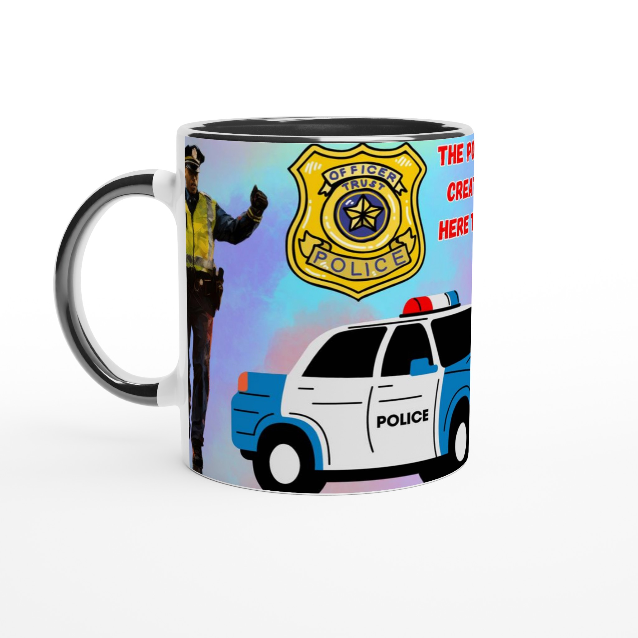 Vit 11oz Keramisk Mugg med Polisdesign – Välj bland Sju Färgstarka Keramikhäften 4 173ef1a3-8230-46f8-bf18-53a43bca32b7