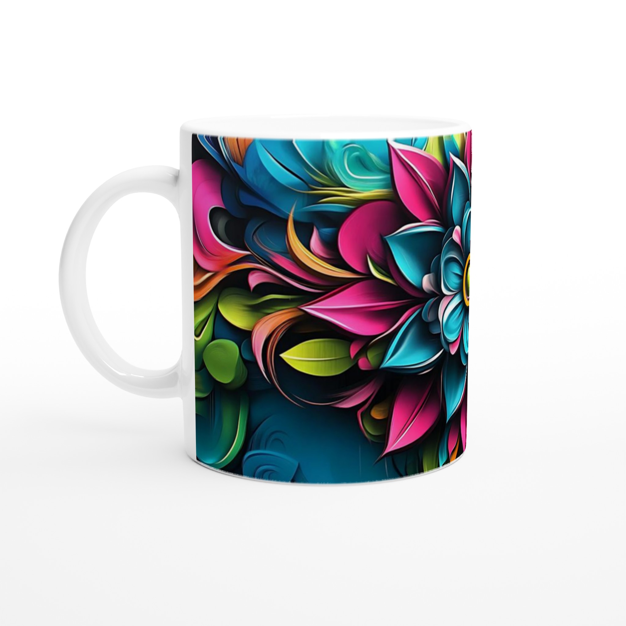 Abstrakt Mandala Blommig 11oz Keramisk Mugg – Färgglad Psykedelisk Konst för Ditt Fika 1 1780b4c9-bfd0-4924-a1f9-5d227b753344