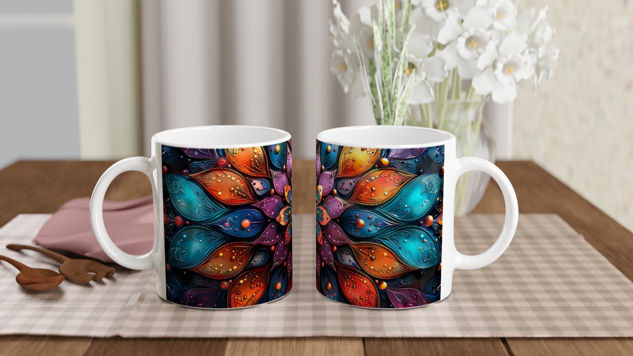 Färgsprakande Mandala Keramikmugg - 11oz konstnärlig dryckesupplevelse i flera nyanser 10 179c225b-fc4c-47ce-ae3f-a431bc970305