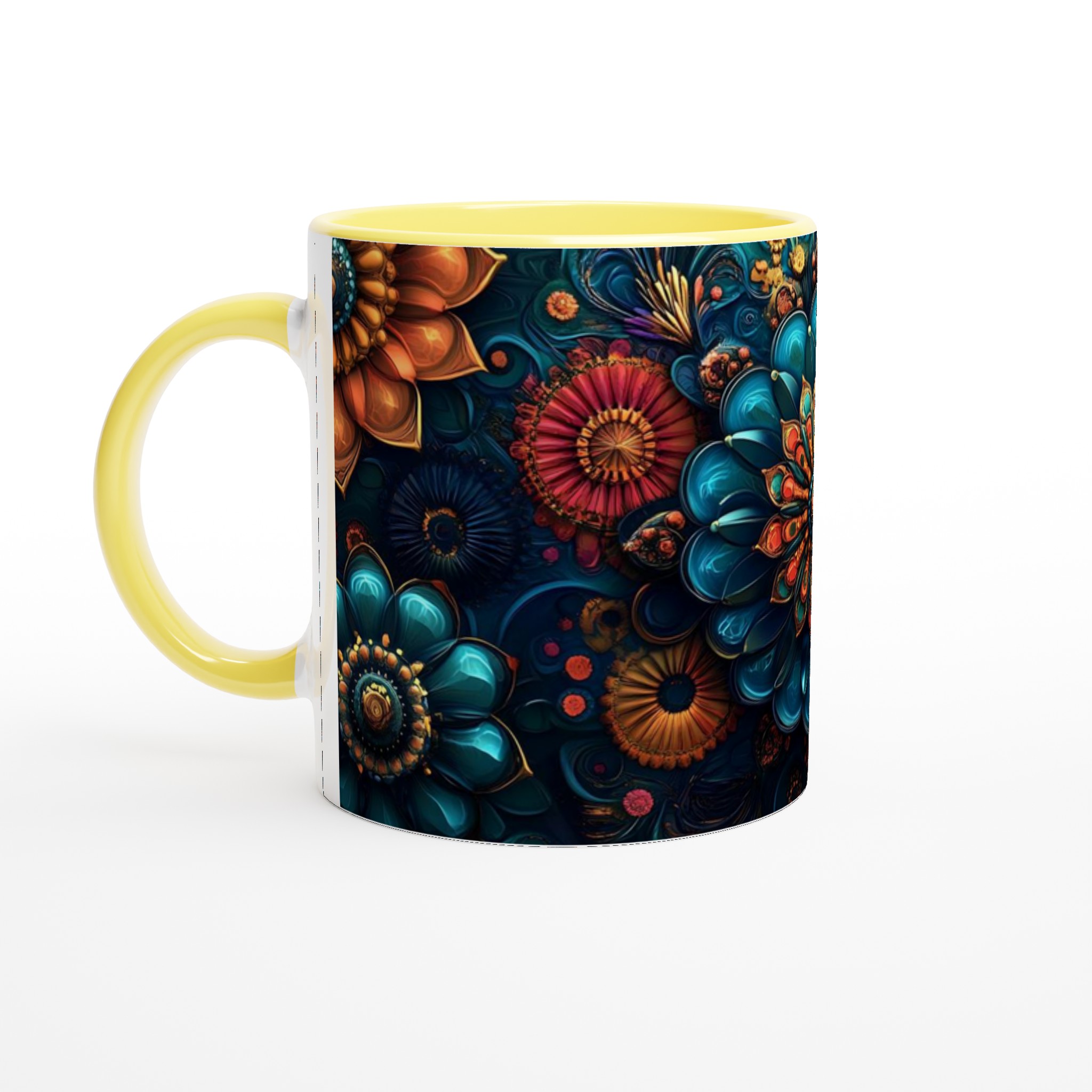 Mångfärgad Floral Mandala 11oz Keramikmugg - Lyxig Blomsterdesign för Kaffe & Te i Flera Färger 3 179edf77-6dcd-443b-af3e-f4c4e46b5326