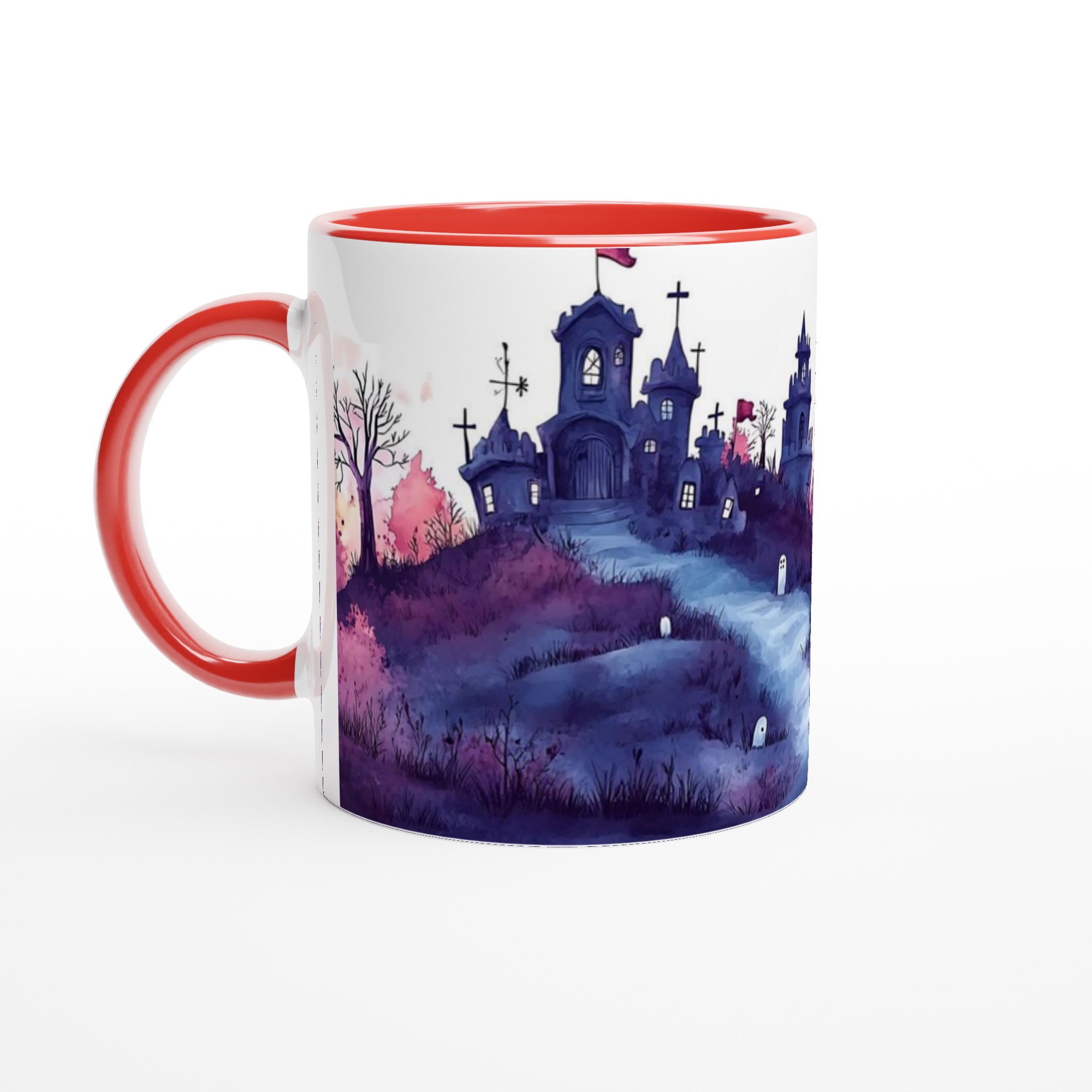 Mystisk Spökslott Mugg i Akvarell – 11oz Keramikmugg för Halloween & Mysiga Stunder, Välj din färg! 5 180229f8-adc8-41ac-b2f0-afe3aae30543