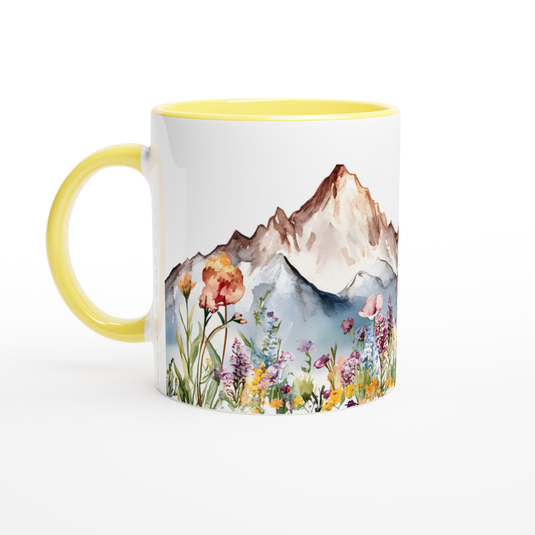 Akvarell Berg & Vildblommor Keramikmugg – Konstnärlig 11oz Kaffekopp i Flera Färger 3 181455ca-1ae5-4c56-be4e-1fc780830034