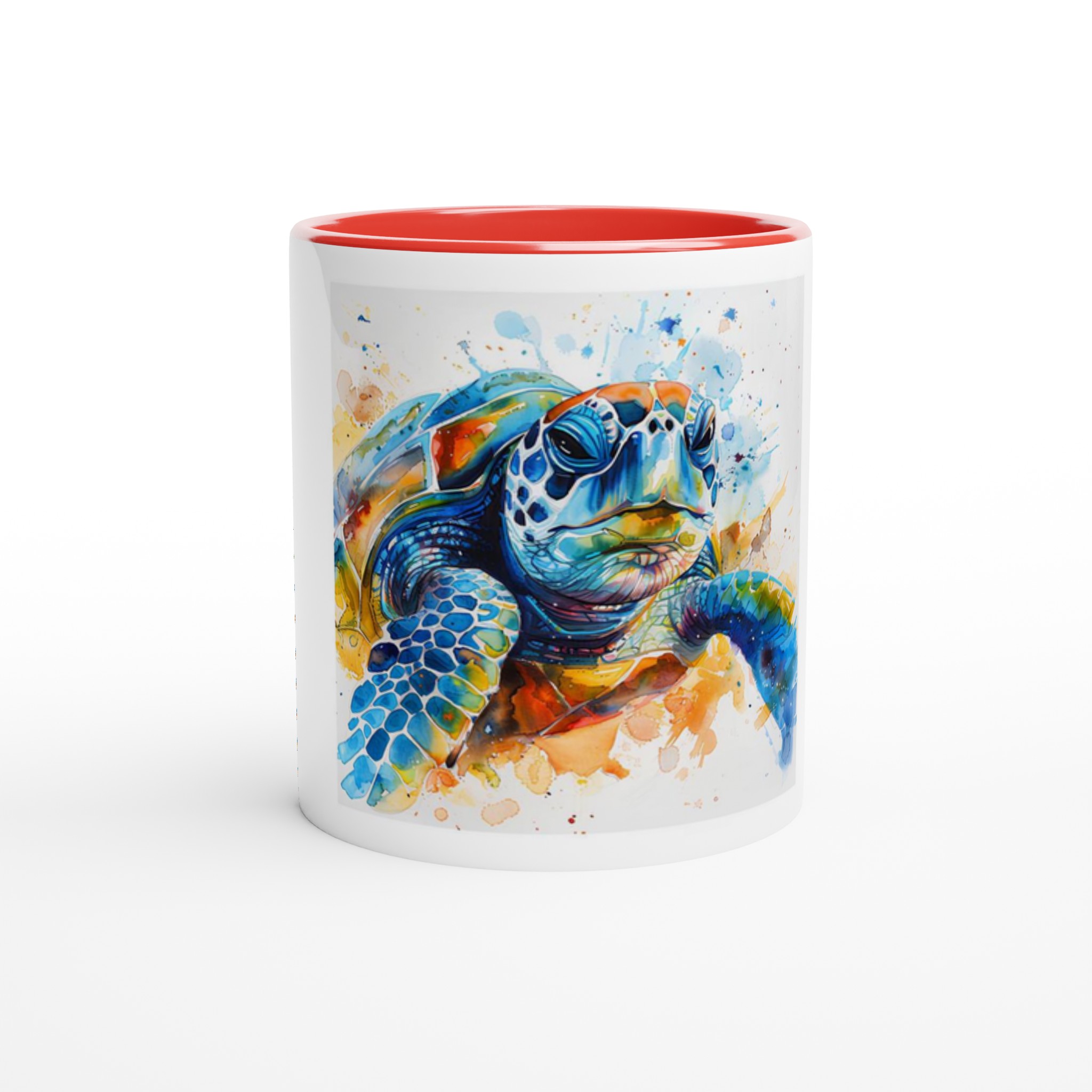Abstrakt Akvarell Sköldpadda 11oz Keramisk Mugg - Livfulla Havsfärger med Färgad Insida 2 181a231c-2f6c-41a9-bf1e-46652de434fe