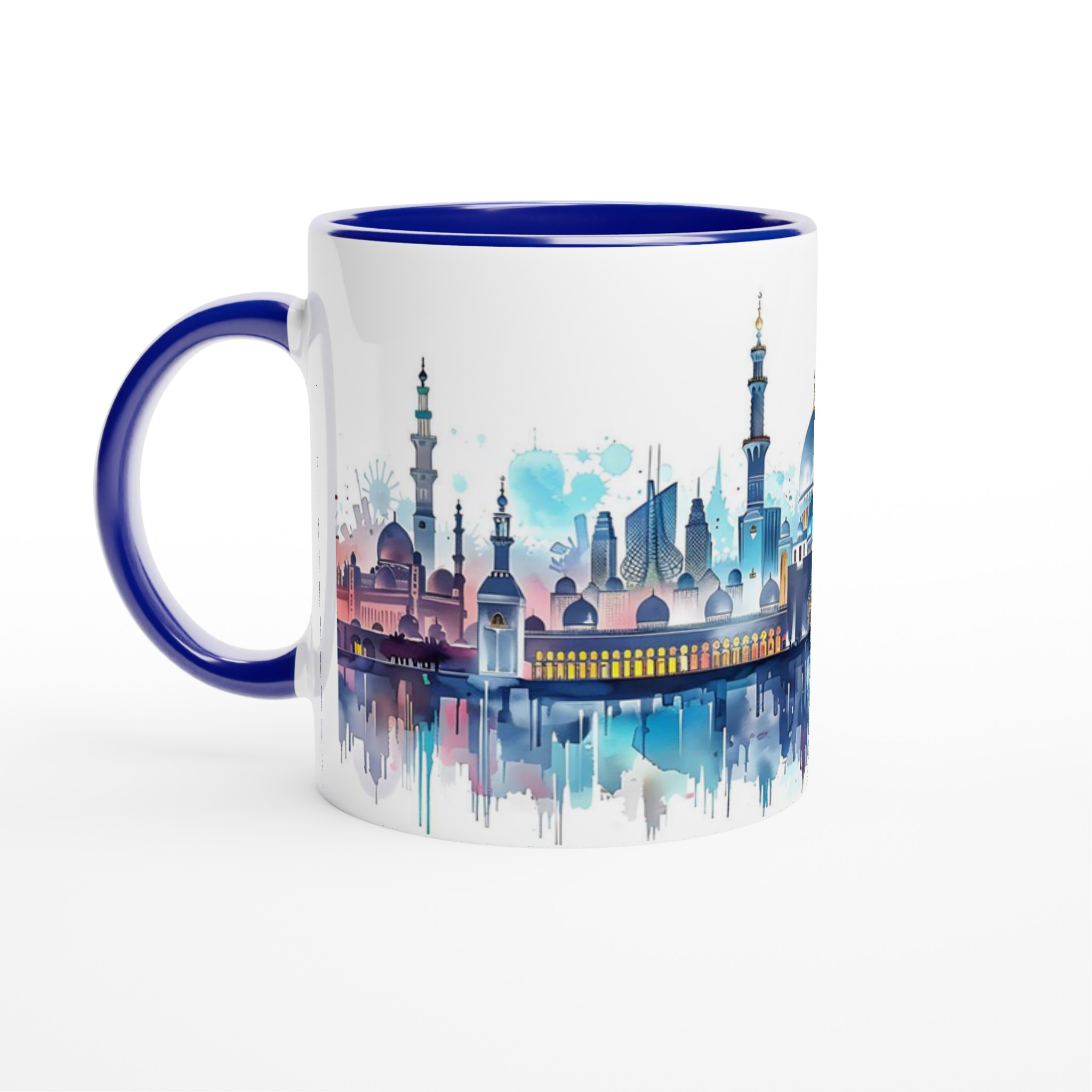 Abstrakt Ökenstads-Mugg – Akvarell Skyline med Levande Reflektioner, Välj Din Favoritfärg! 2 183c7534-105e-4b4c-8d4a-179ef783b502