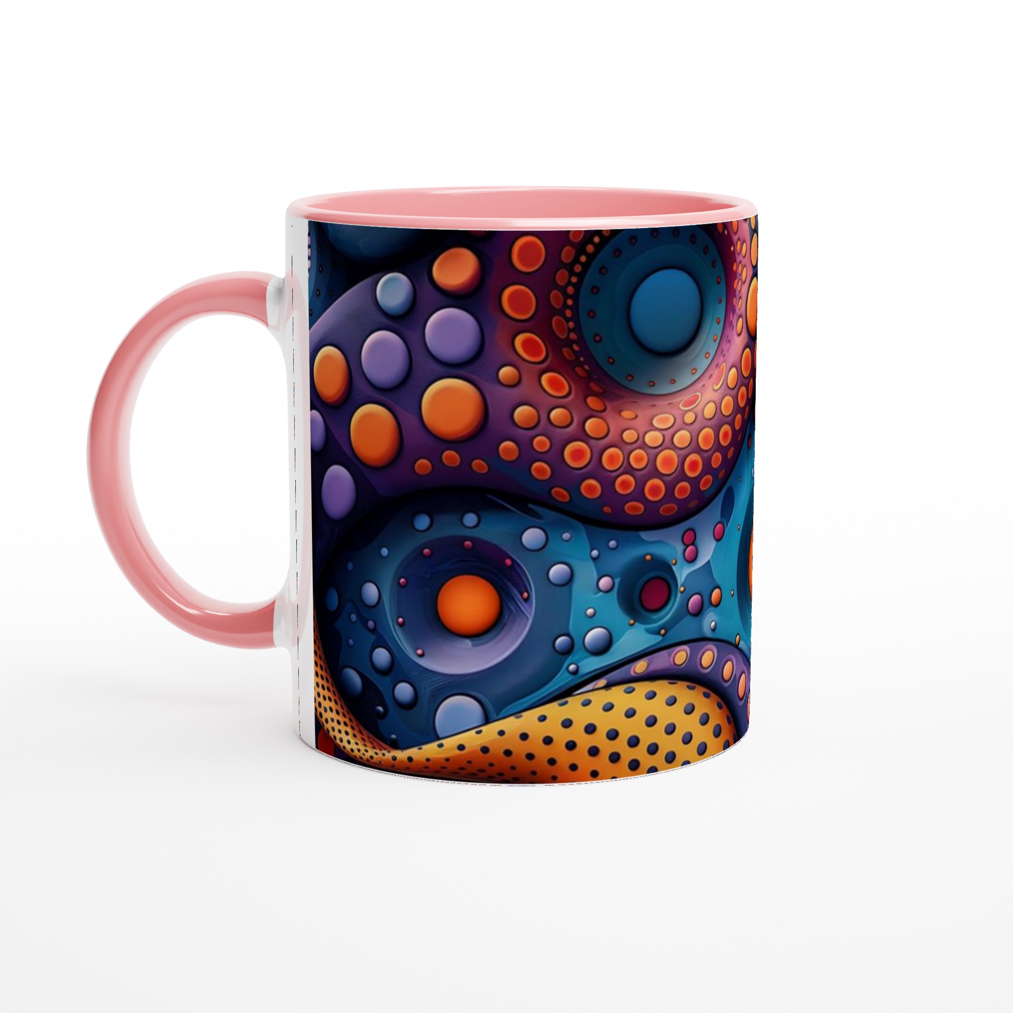 Abstrakt Bubbel Keramikmugg - Livfull Design i Blått & Orange, 11oz 6 18522714-aca9-4eb1-9bf0-ca1e83f3a39e