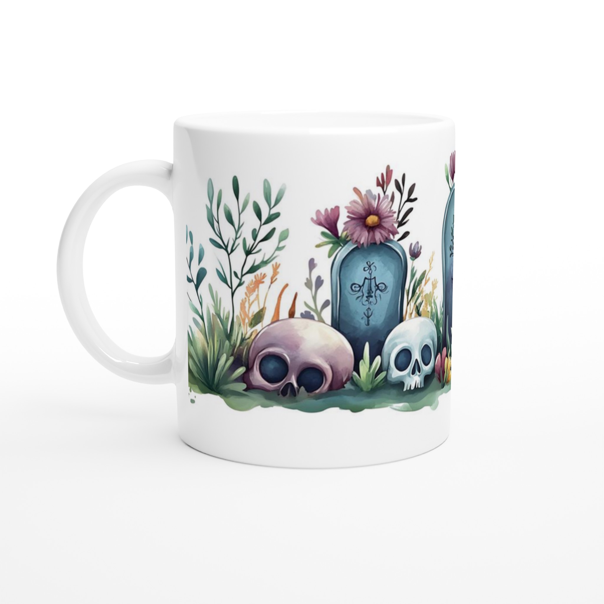 Mystisk Blomsterskalle Mugg - 11oz Keramisk Kaffemugg med Akvarellkonst i Välj din Färg 1 185d612a-a77b-43a9-9fc7-78445f0df8b9