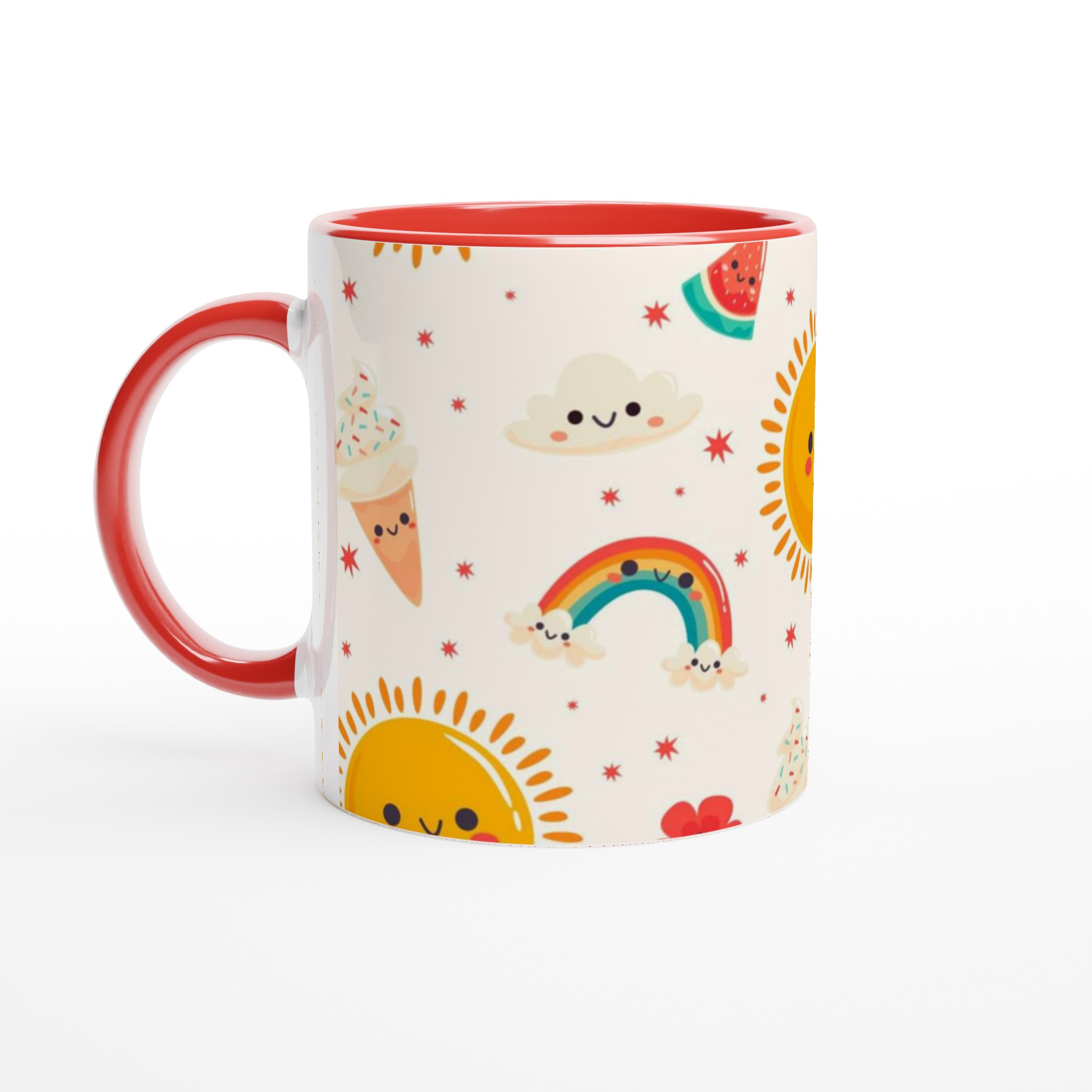 Glad Sommar Mugg – 11oz Keramikmugg med Kawaii Sol, Regnbågar och Glass – Välj bland 7 Livliga Färger! 5 1880637b-65cd-4494-8215-498792cad999