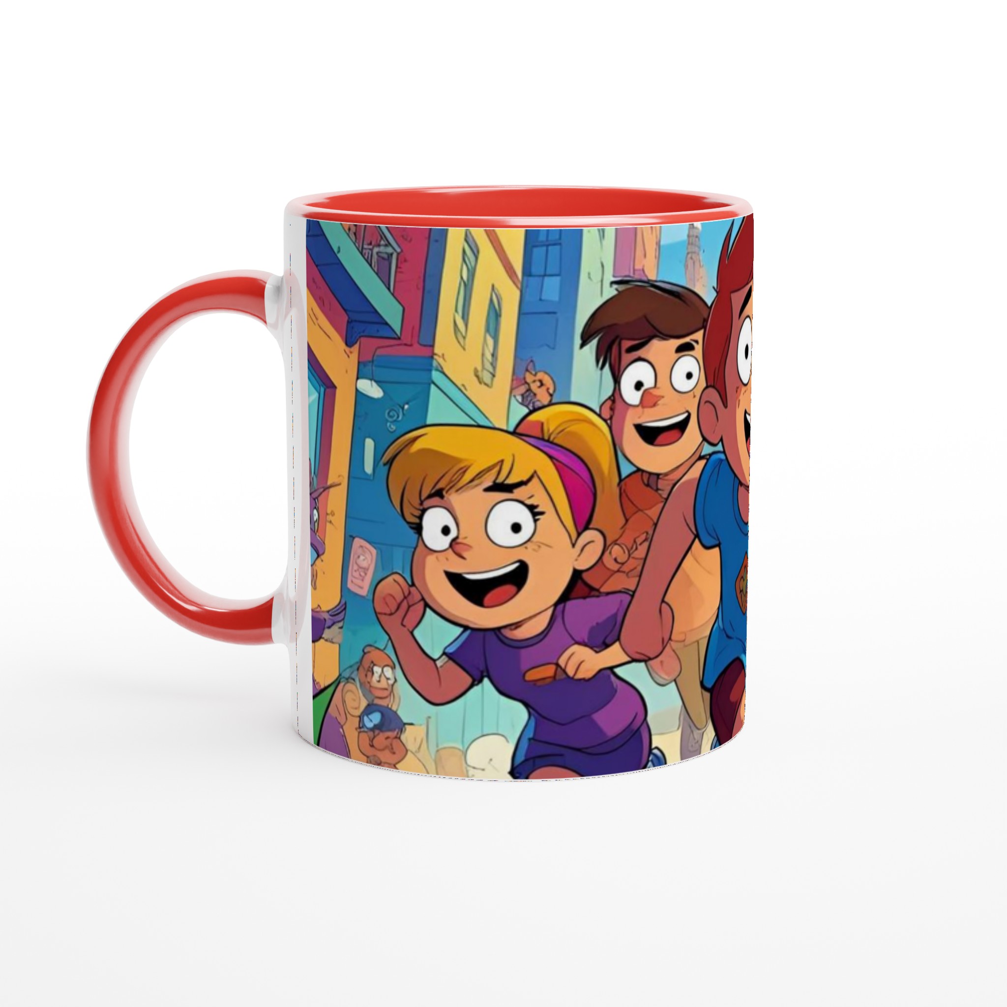 Vit 11oz keramisk mugg med färgsprakande äventyrsdesign i ditt val av sju livfulla färger 5 18c2b2da-35e3-4092-b7ee-90df508bd9ac