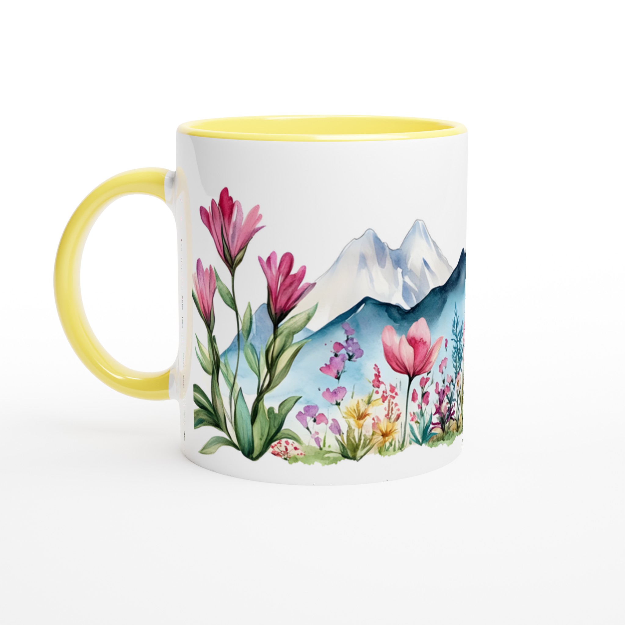 Akvarellblommig bergsmugg – 11 oz keramikmugg i ditt val av 7 färger 3 18e0e692-acdd-4414-a916-d44fc785a0ab