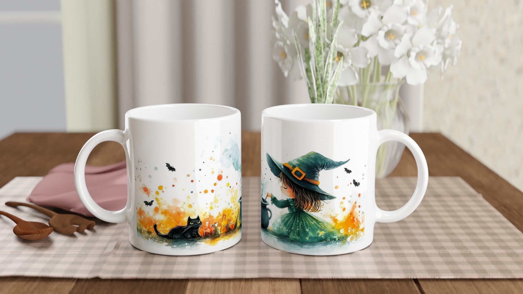 Förtrollande Häxa & Svart Katt Keramikmugg - 11oz Magisk Akvarell-Design i Flera Färger 10 18e1c63c-adc2-4c82-9258-65e39eecce16