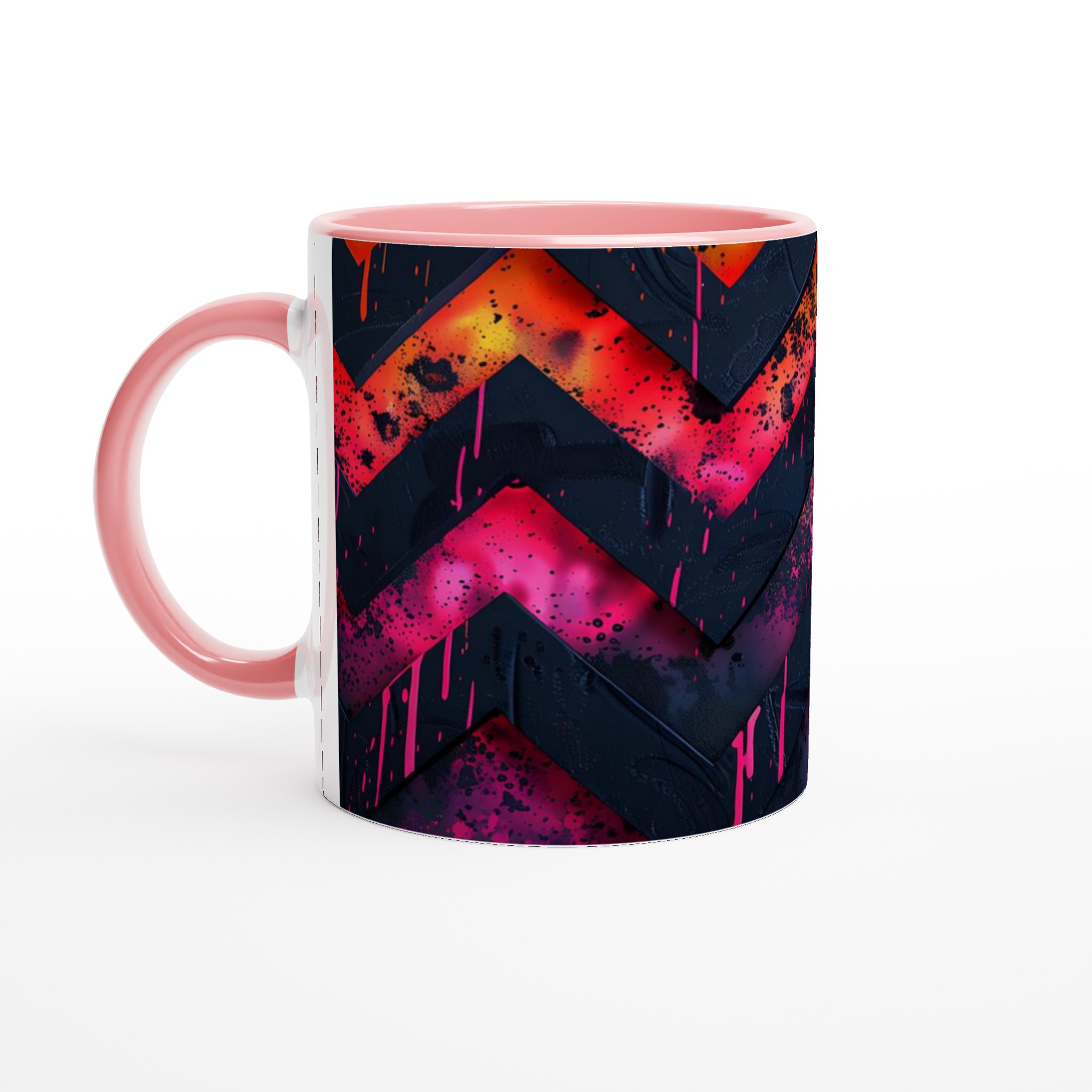 Vit 11oz keramisk mugg med djärva neonmönster – välj bland sju färgstarka keramiska nyanser 7 18ebd81d-e1f3-43cb-98c6-11385a5bb0ed