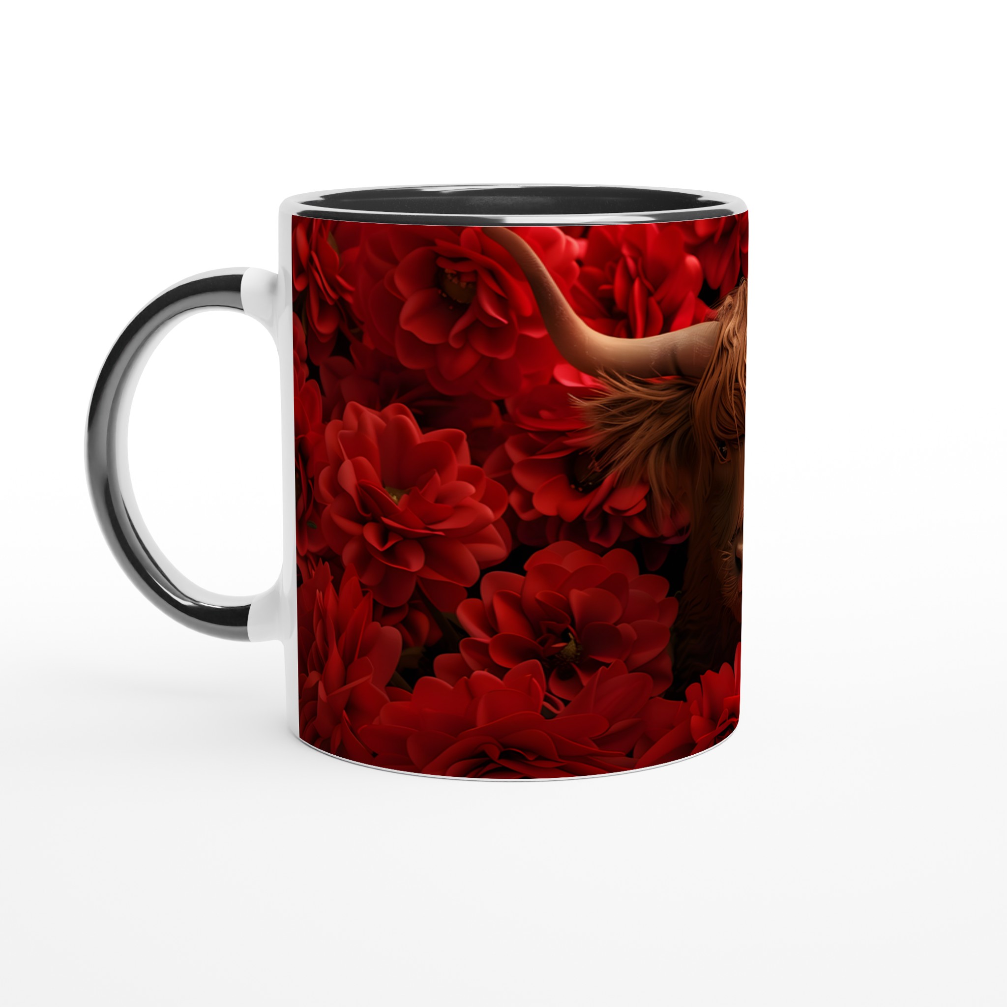 Red Blossom Highland Bull Keramikmugg – Rustik Charm i 7 Färger 4 191845f1-8ae2-4d28-8180-eeceb20167d1