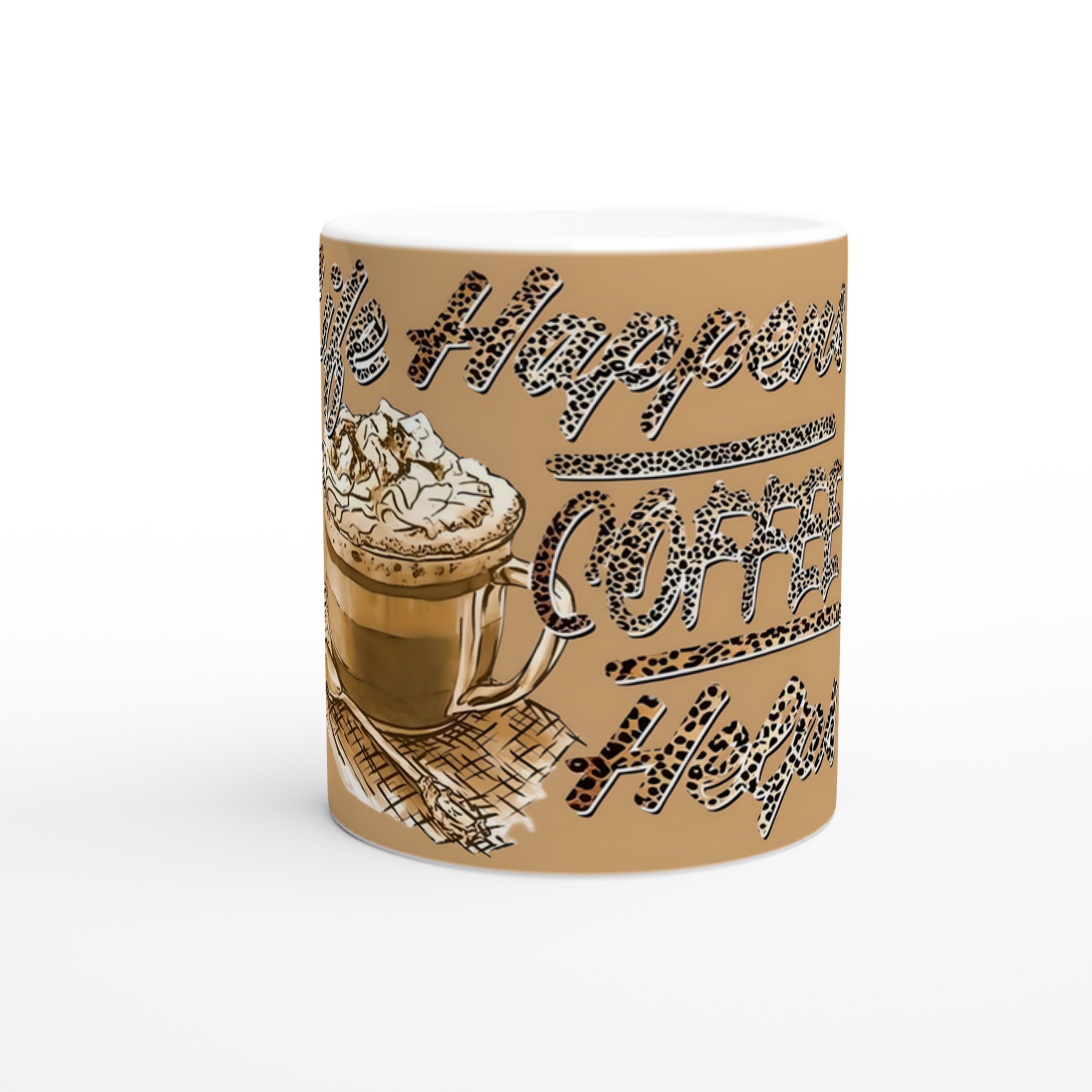Vit 11oz keramisk mugg med livfullt kaffetema i din favoritfärg 8 191e1023-5f45-4ca4-af88-33b22e79e89f