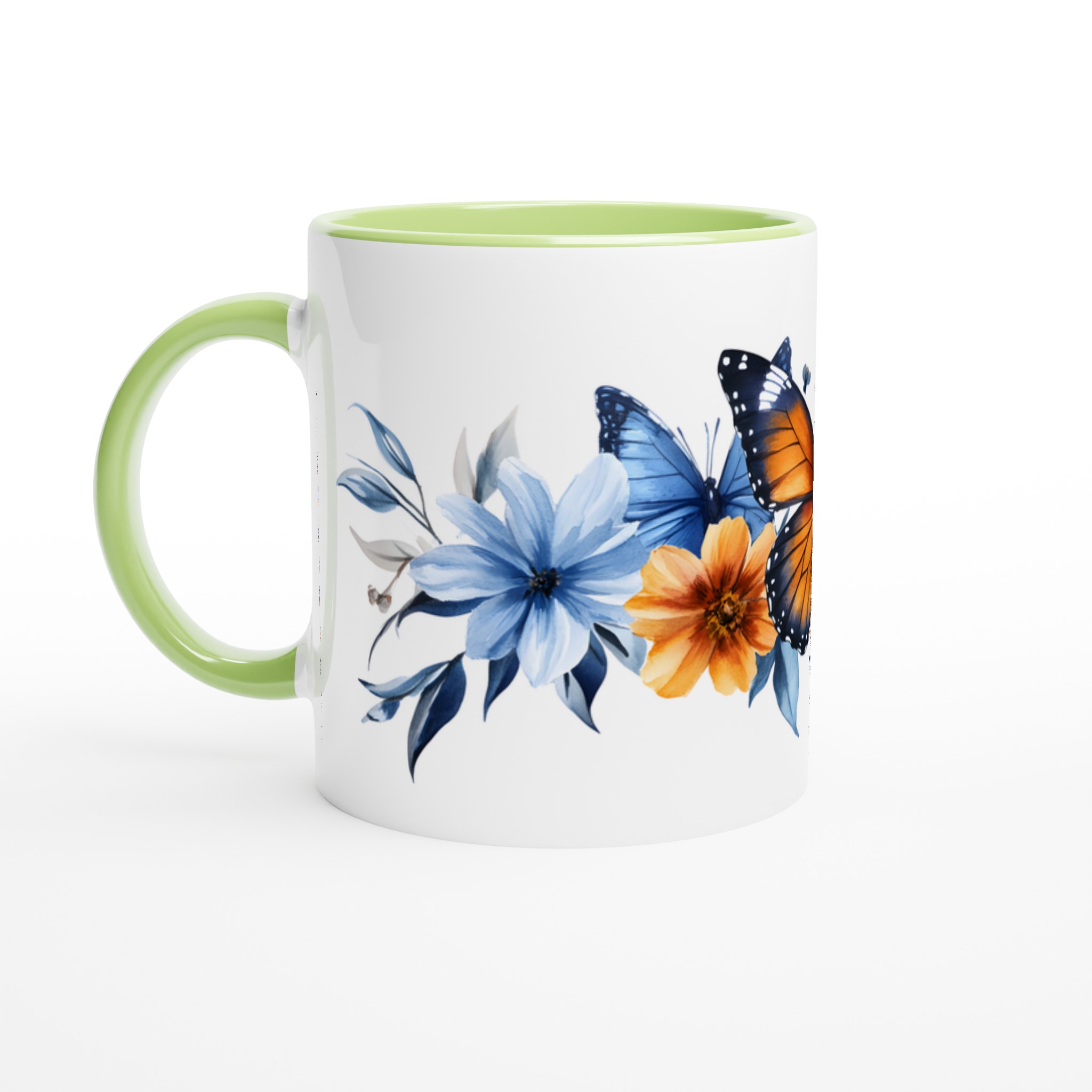 Fjäril och Blomsterprakt – 11oz Keramisk Mugg för Färgglada Kaffestunder i Valfri Färg 7 192226da-986b-41a9-9c95-d31ded308bcc