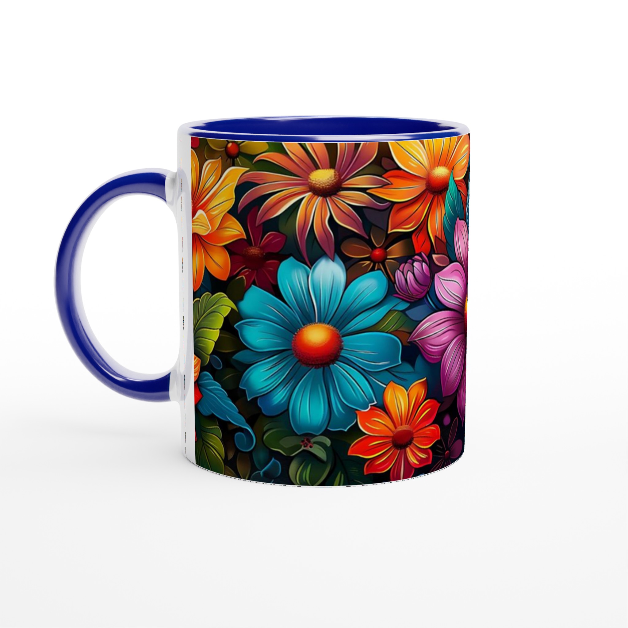 Färgsprakande Blomstermugg – 11oz Keramisk Kaffemugg i Ditt Val av 7 Livfulla Färger 2 1925b6b3-aed3-4128-b941-c83d30feab0f
