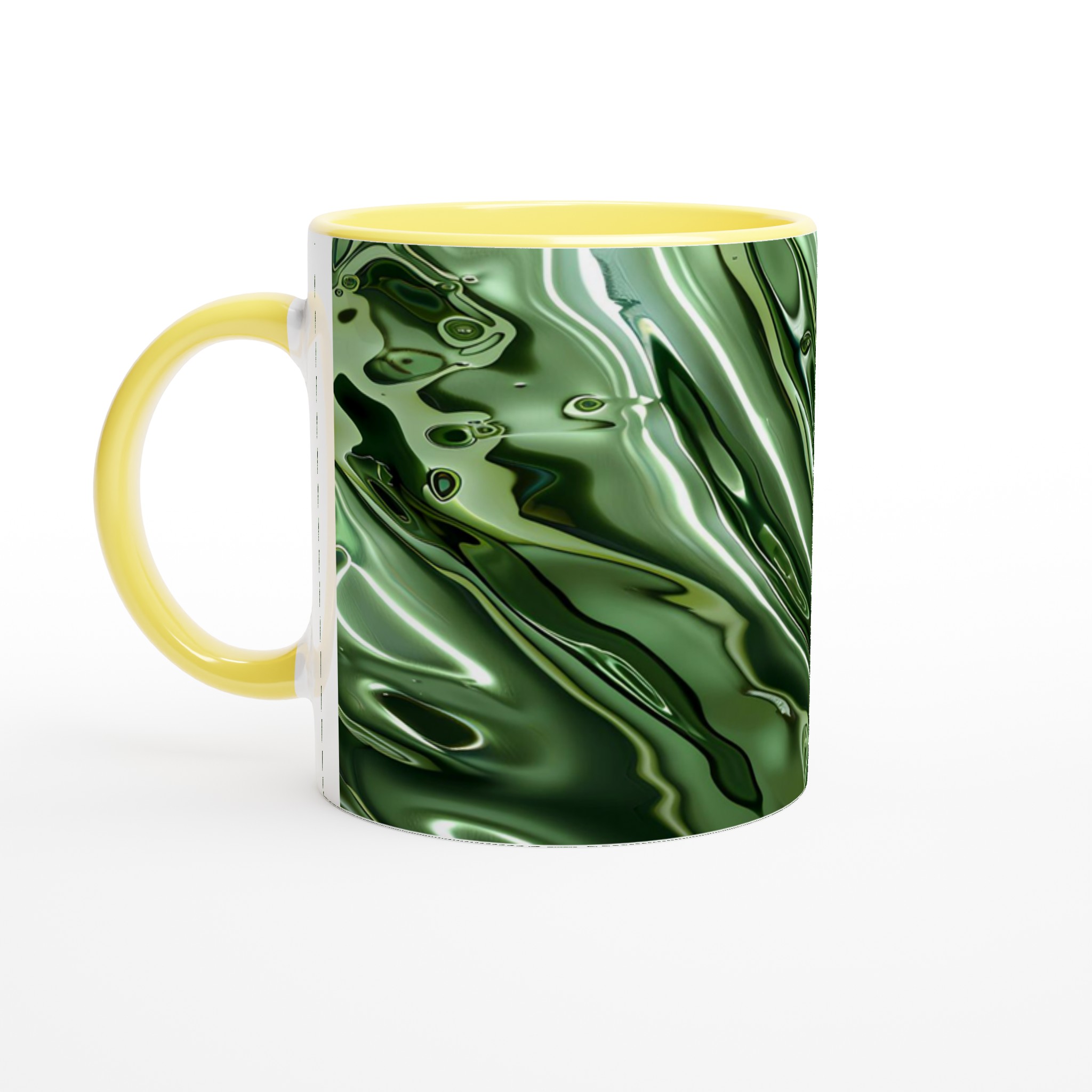 Abstrakt Grön Metallisk Våg 11oz Keramisk Mugg – Reflekterande Glans för Din Dryck 3 193fe534-15a0-4902-9f3d-f9c256d7d619