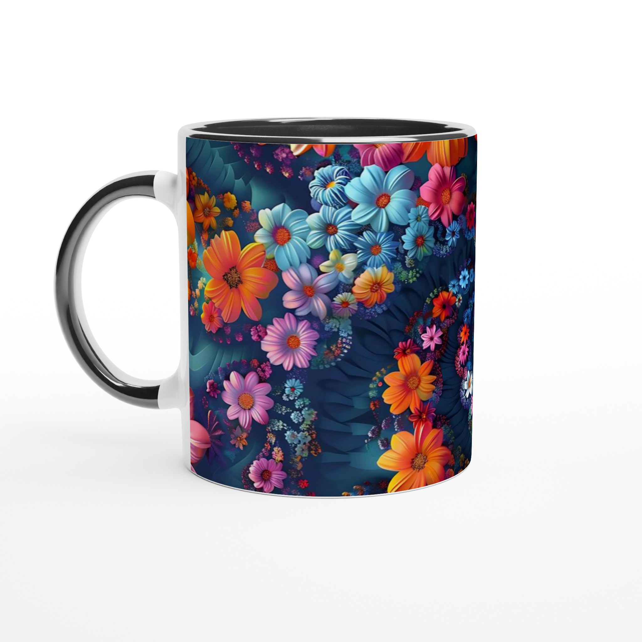 Färgexplosion: 11oz Keramisk Mugg med Livfullt Blomstertryck – Välj bland 7 Strålande Färger! 4 1969933c-c03a-4614-87b0-091cdac671df