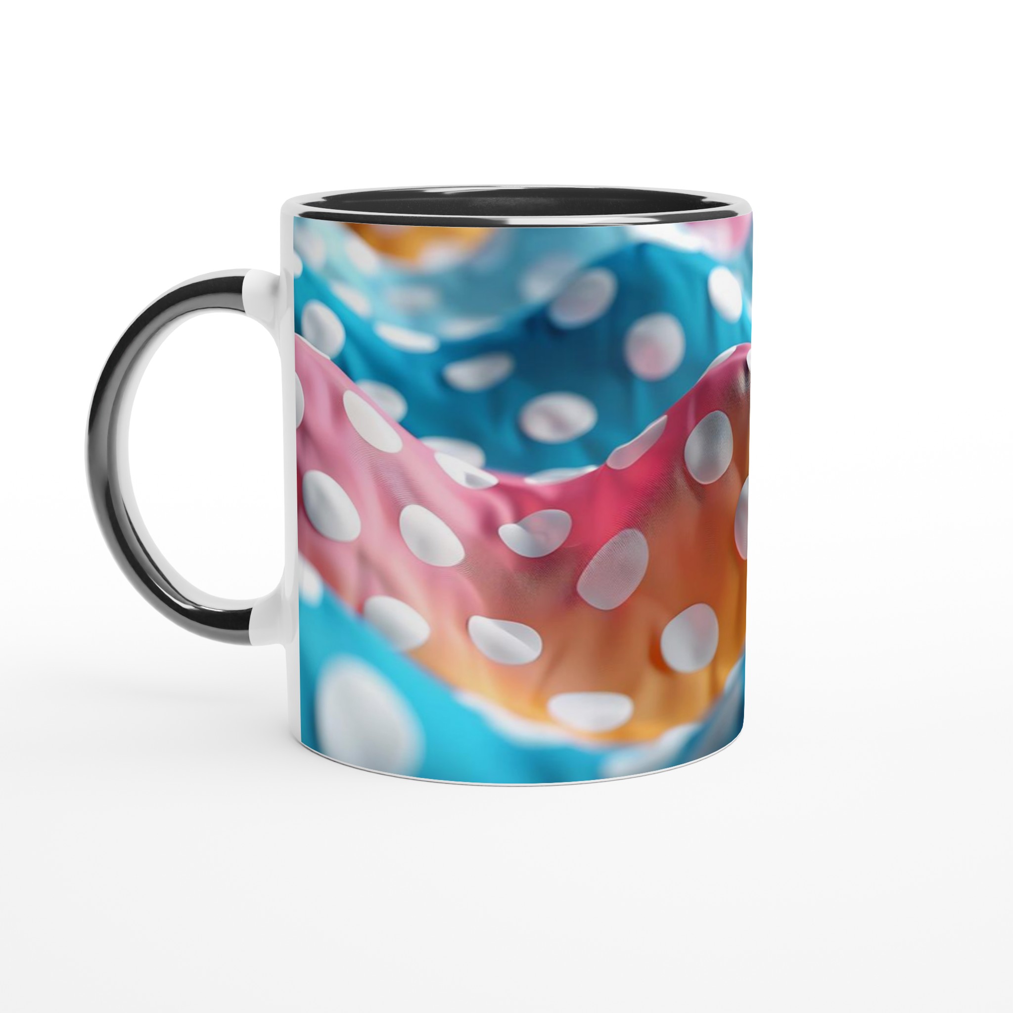 Mönstrad 11oz Keramisk Mugg: Färgglad Design med Vita Prickar i Ditt Val av Färg 4 1982e064-e633-4019-b056-b45beb9b363d