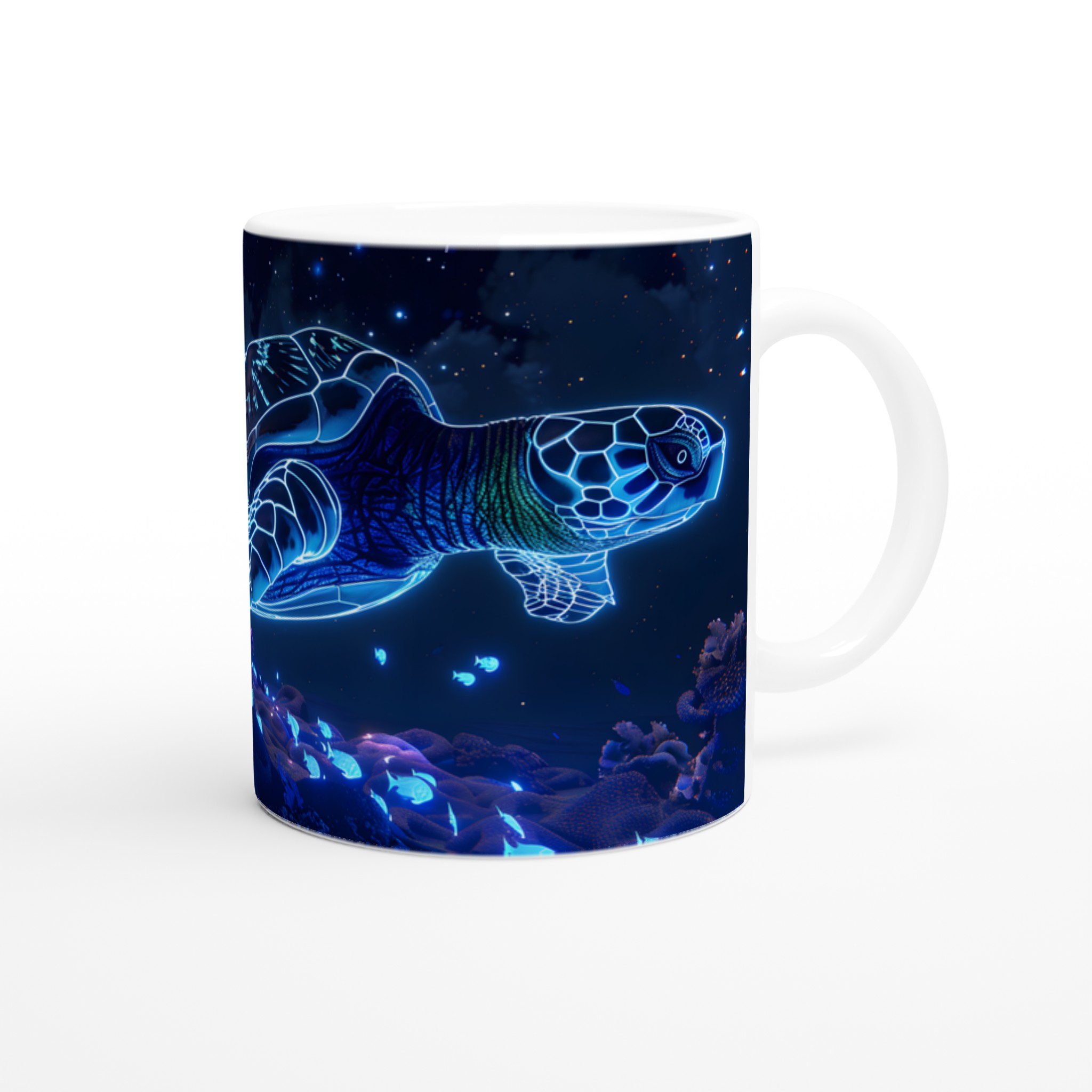 Glödande Neon Havssköldpadda 11oz Keramisk Mugg – Drömsk Akvatisk Design 9 1a044748-dfe6-44cc-b879-29a884c076a2