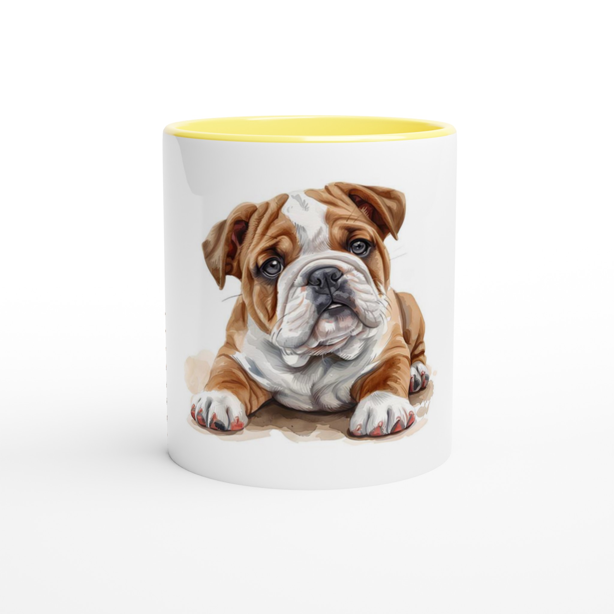 Kärleksfull Bulldog Valp Akvarell Mugg - 11oz Keramisk Kaffekopp i ditt val av sex levande färger 1 1a14e0f2-8506-4bc7-913b-87268cbdb498