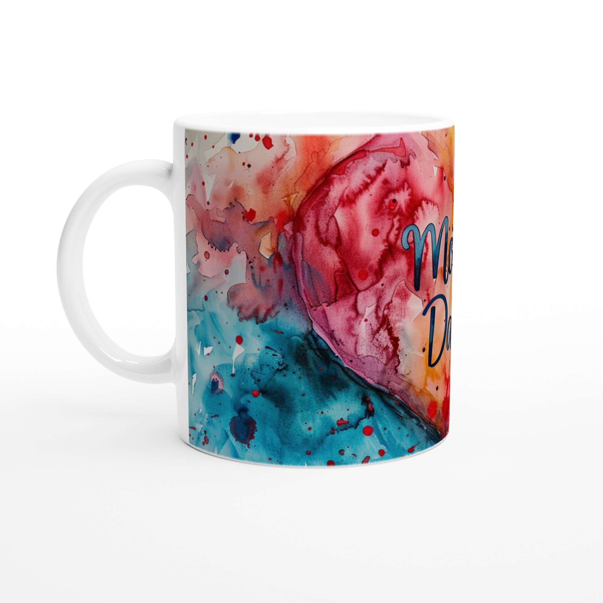 Mother's Day 11oz Ceramic Mug – Bright Watercolor Heart Design in Your Choice of Seven Colors 1 1a586eb7-fa1e-48fa-a9b5-aaeb396e695a