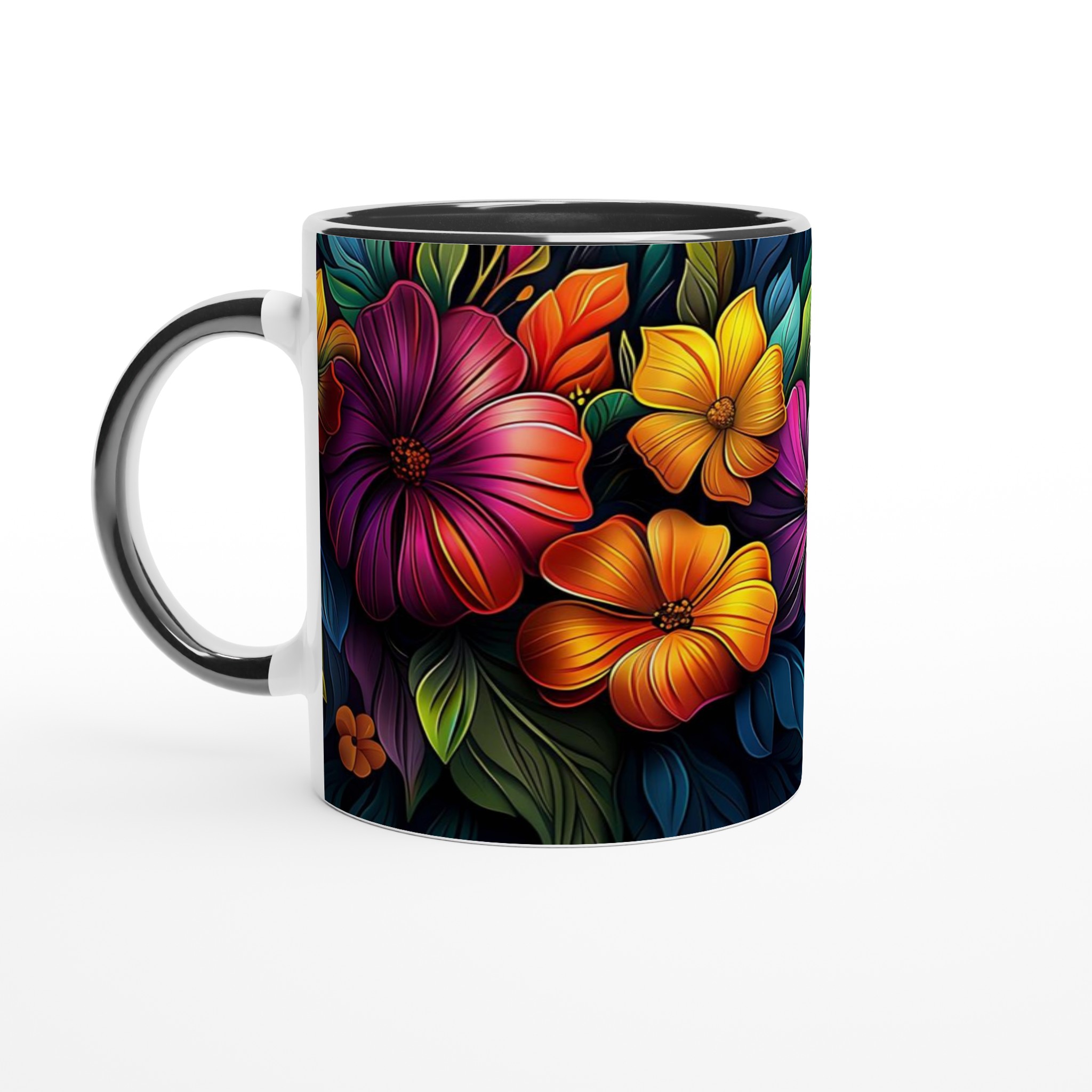 Tropisk Blomsterglädje 11oz Keramikmugg – Färgglada Sommarblommor i Ditt Val av 7 Livfulla Färger 4 1a59d39b-c174-4626-ac2b-1554fec73cdd