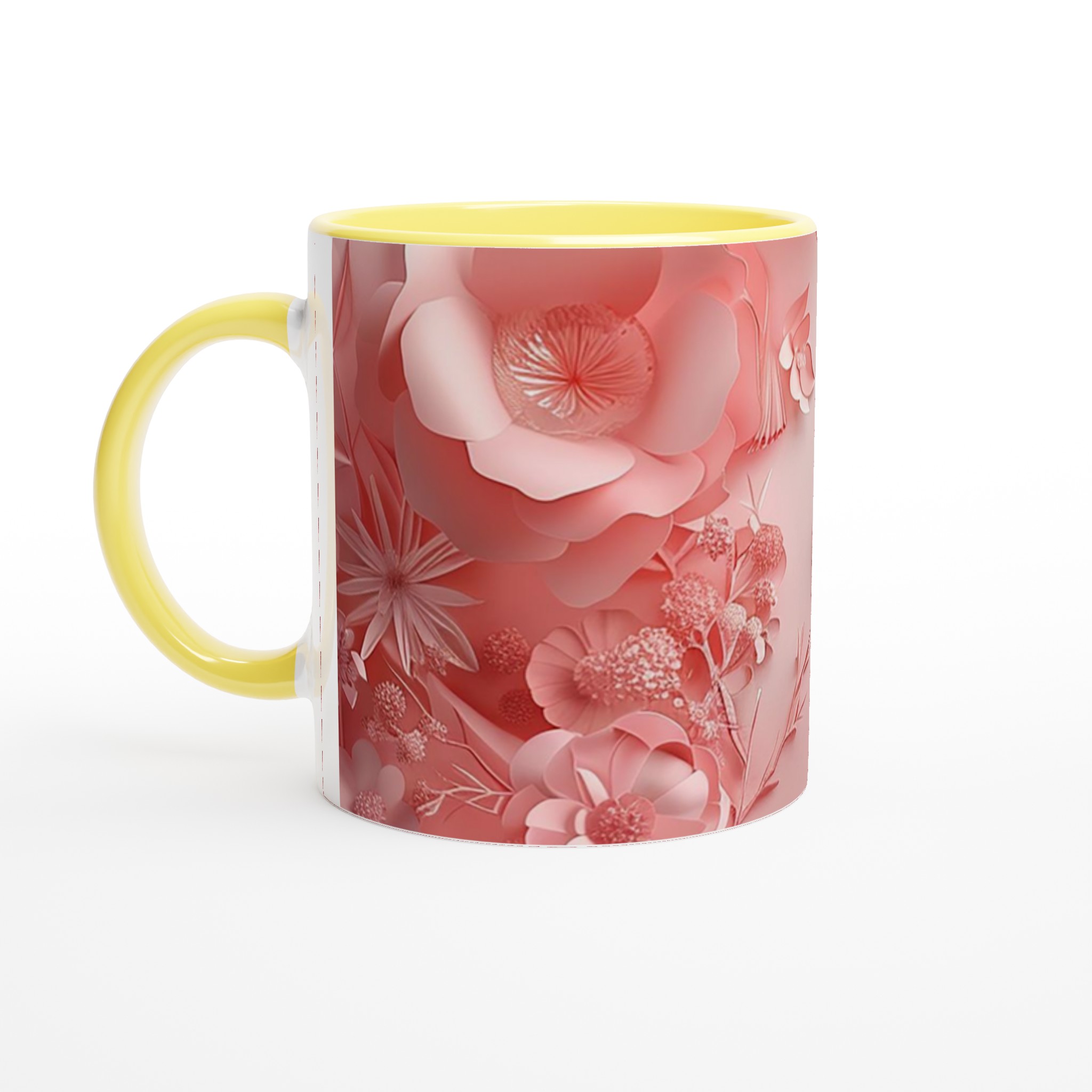 Vit 11oz Keramisk Mugg med Blommönster i Rosa och Flera Färger 3 1a6a2f2c-2d7d-40ad-9830-86c621b44047