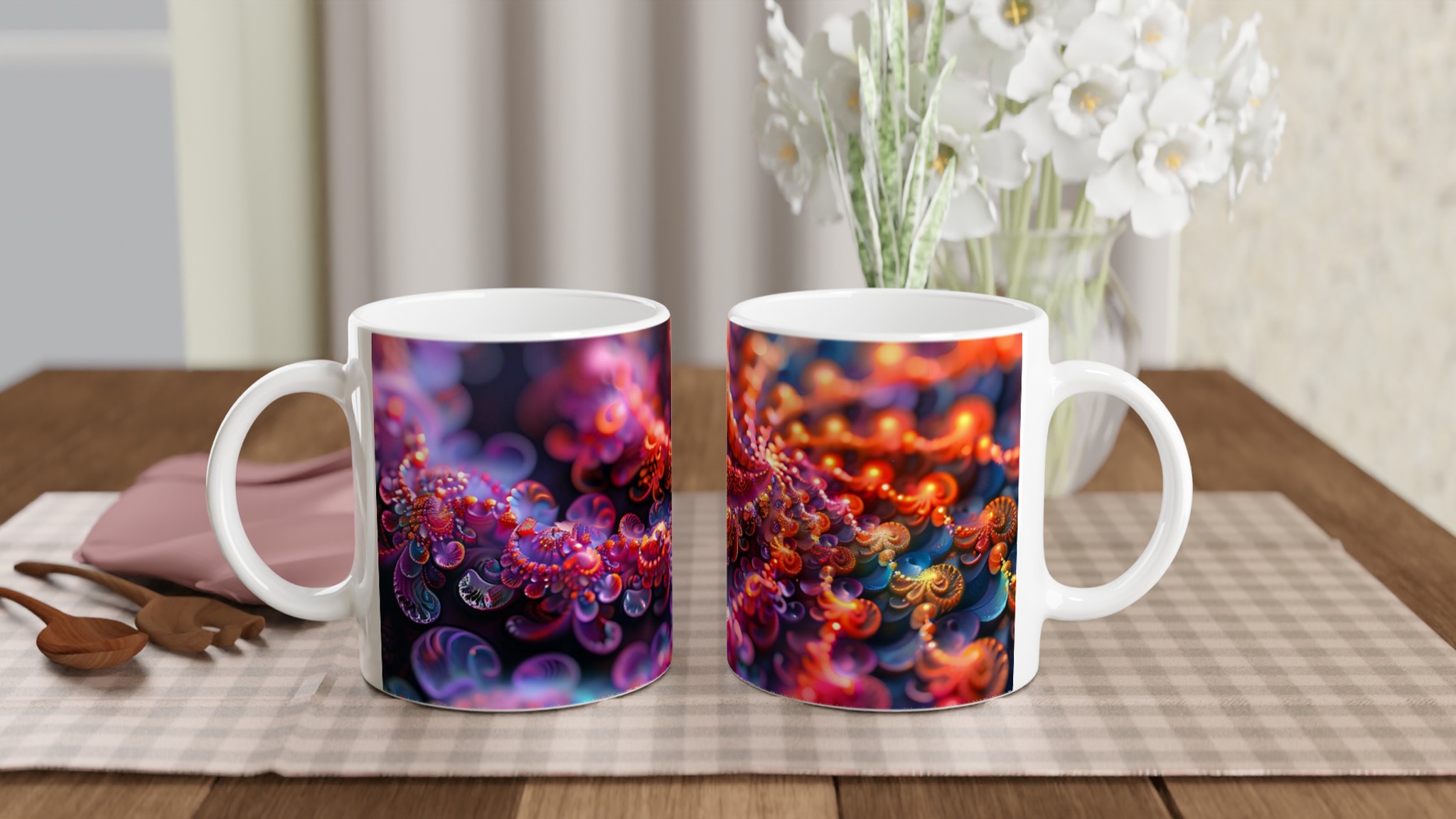 Abstrakt Fraktal Konst Mugg – Levande Lila & Orange Strålar 10 1a9741fb-c425-4cb8-a81b-2c5776c170ae