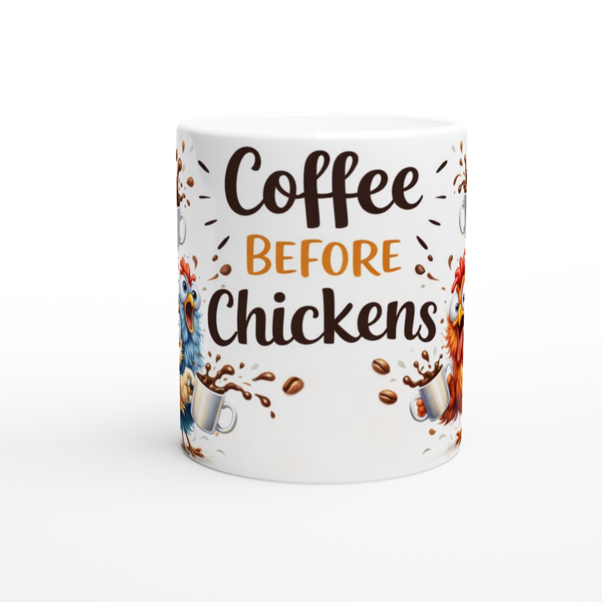 Vit 11oz keramisk mugg med livfullt kaffekycklingmotiv i flera färger 9 1aa6fd56-3909-486a-8854-6e665b9cfb63