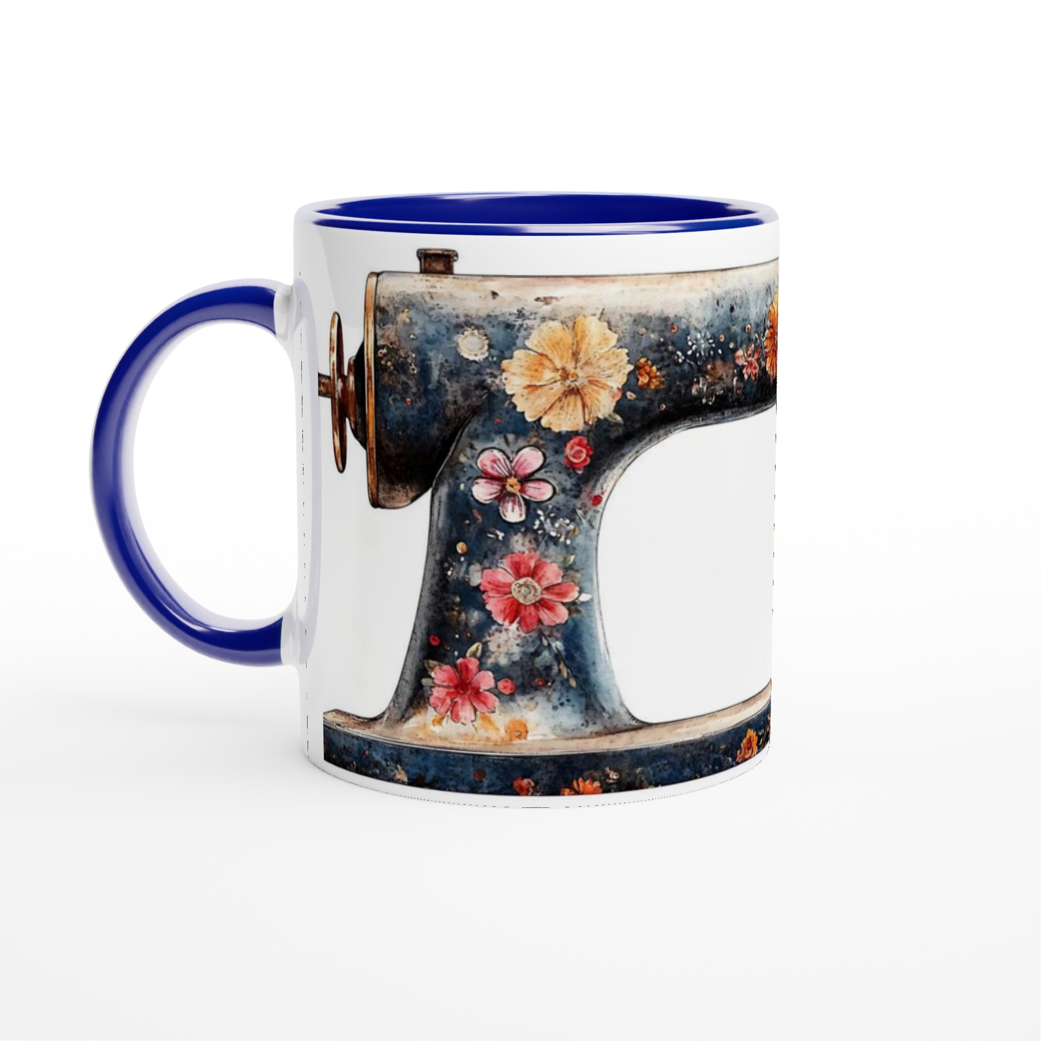 Vintage Symaskin Mugg: Blommigt Akvarellmotiv i 7 Färger – 11oz Keramisk Kaffe- & Temugg 2 1ac7b906-2f91-4400-aa0c-326573d35a5c
