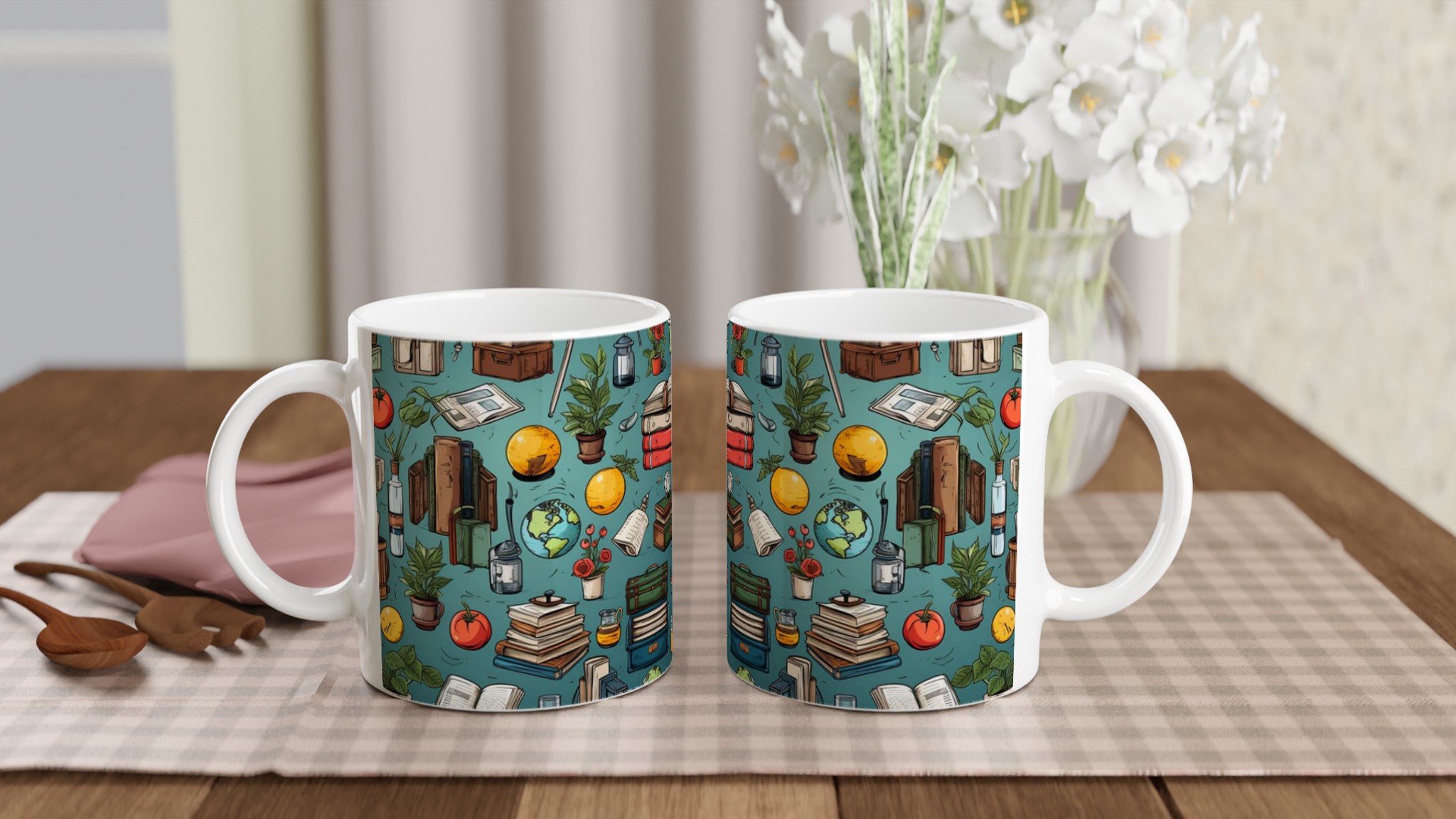 Vit 11oz keramisk mugg med vintage skolmotiv – välj mellan sju levande färger 10 1ac88d09-b74f-4f04-bd59-d33871a832e0