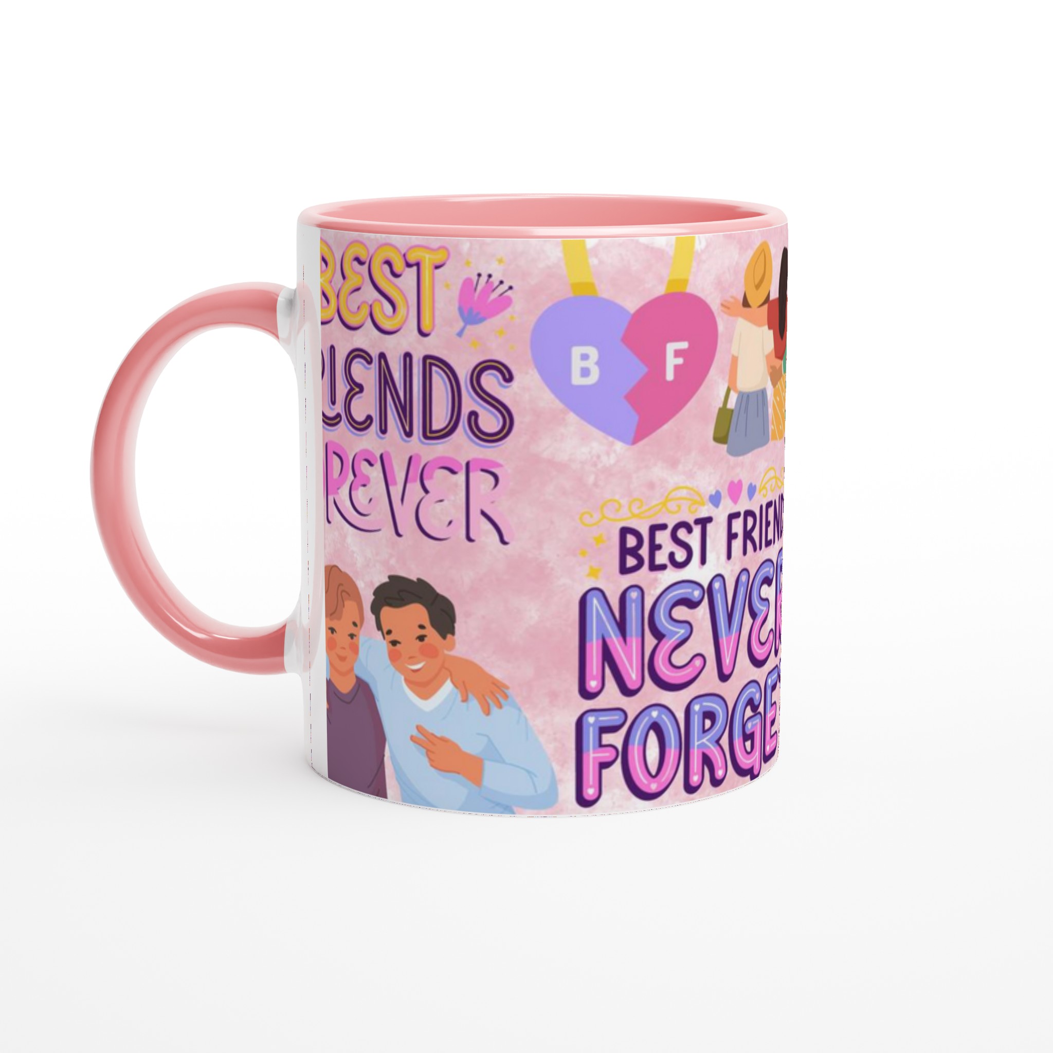 Vit 11oz keramisk mugg med bästa vänner-motiv i lekfulla pastellfärger 6 1afd28ce-c94d-4191-9d50-44210ce782fa