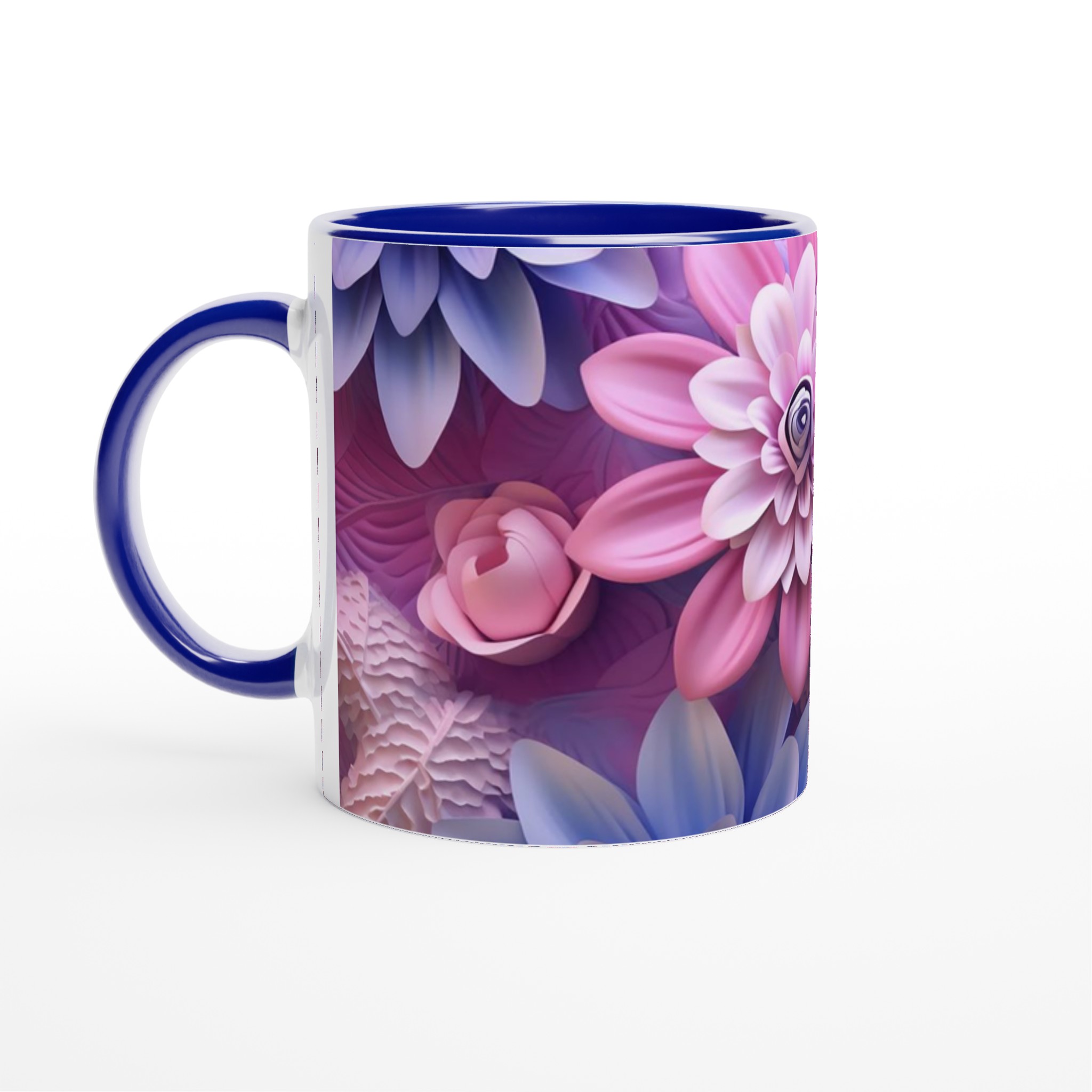 Vit 11oz keramisk mugg med blomstrande pastellmotiv i sju färgstarka nyanser 2 1b0f15ff-c543-4b07-b0d5-ef71f5fb1ebb
