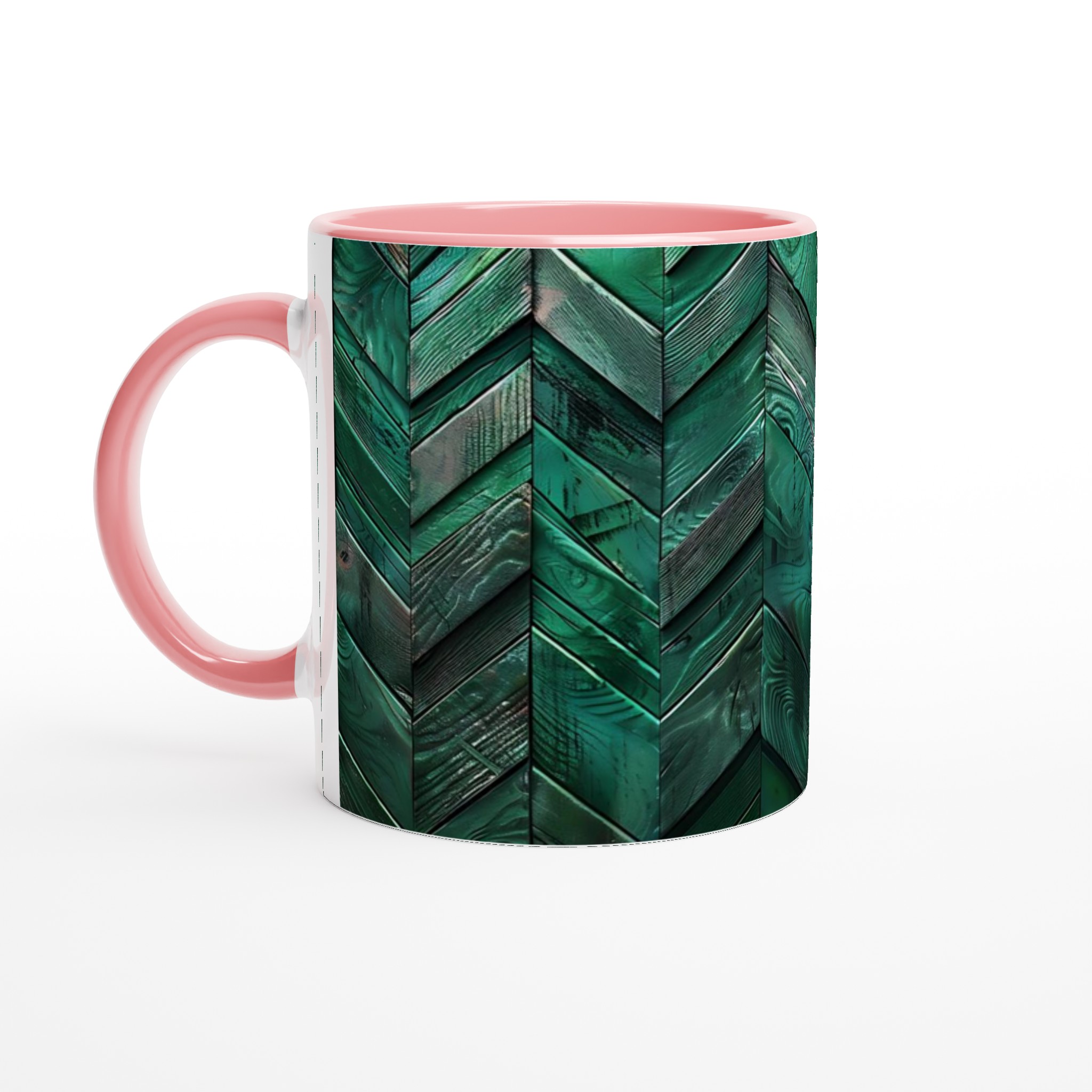 Vit 11oz keramisk mugg med djupgrön trädesign – välj bland sju eleganta färger 6 1b10db05-1488-47ed-9bcf-f35541a97809