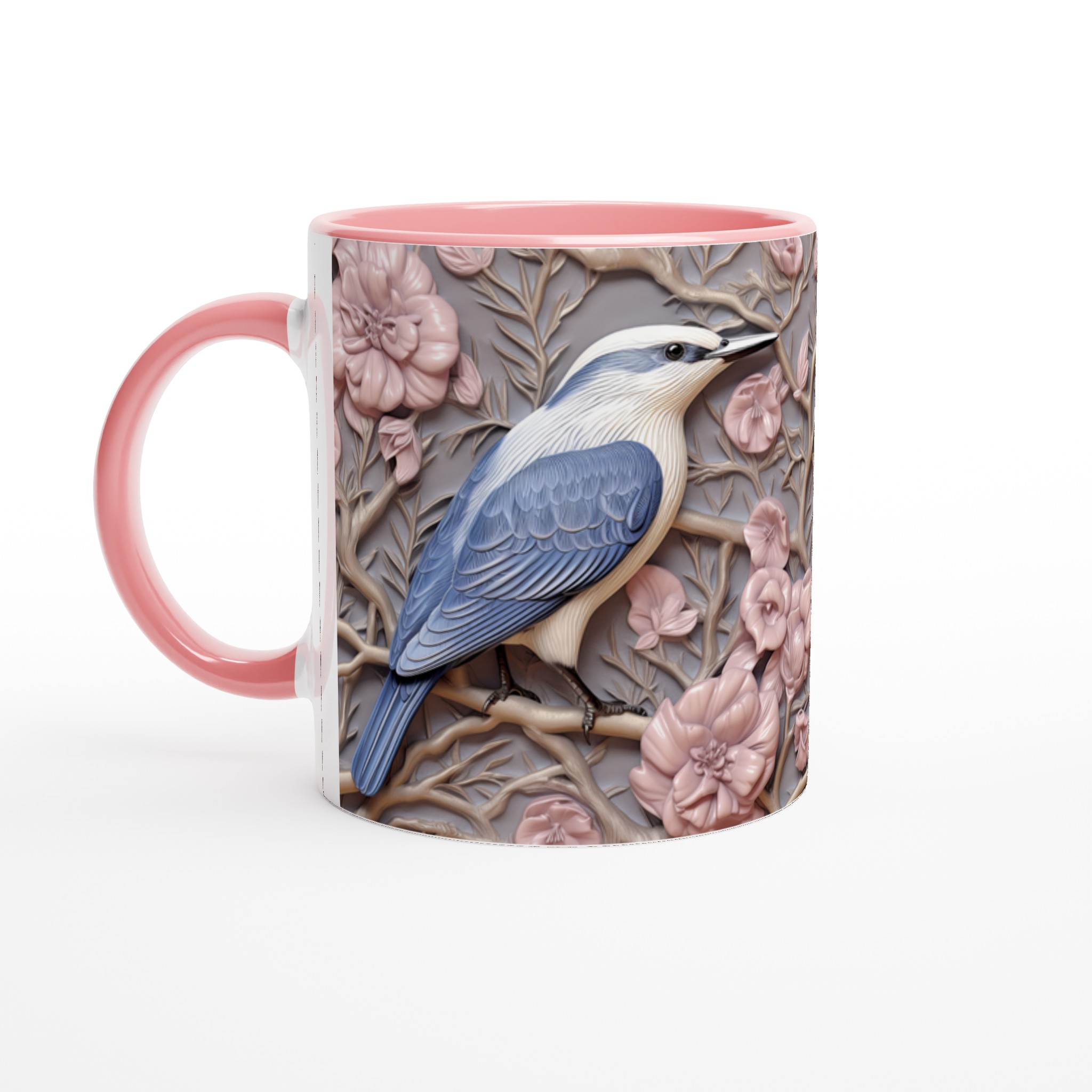 Elegant Ceramic Mug with Bluebird and Blush Floral Art – 11oz Premium Drinkware in Your Choice of Color 6 1b12bdf3-ee91-4520-ac02-12d7c0d4bcbe