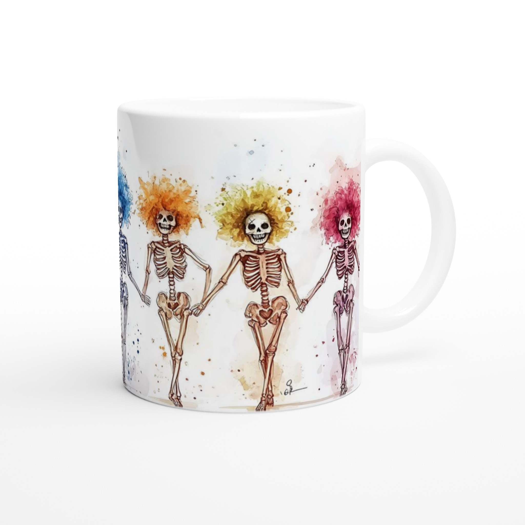 Glad Halloweenskelett med Färgglada Peruker Keramikmugg - Fira med Stil och Glädje! 9 1b247ec8-1ec7-410b-9781-11363b83a5da